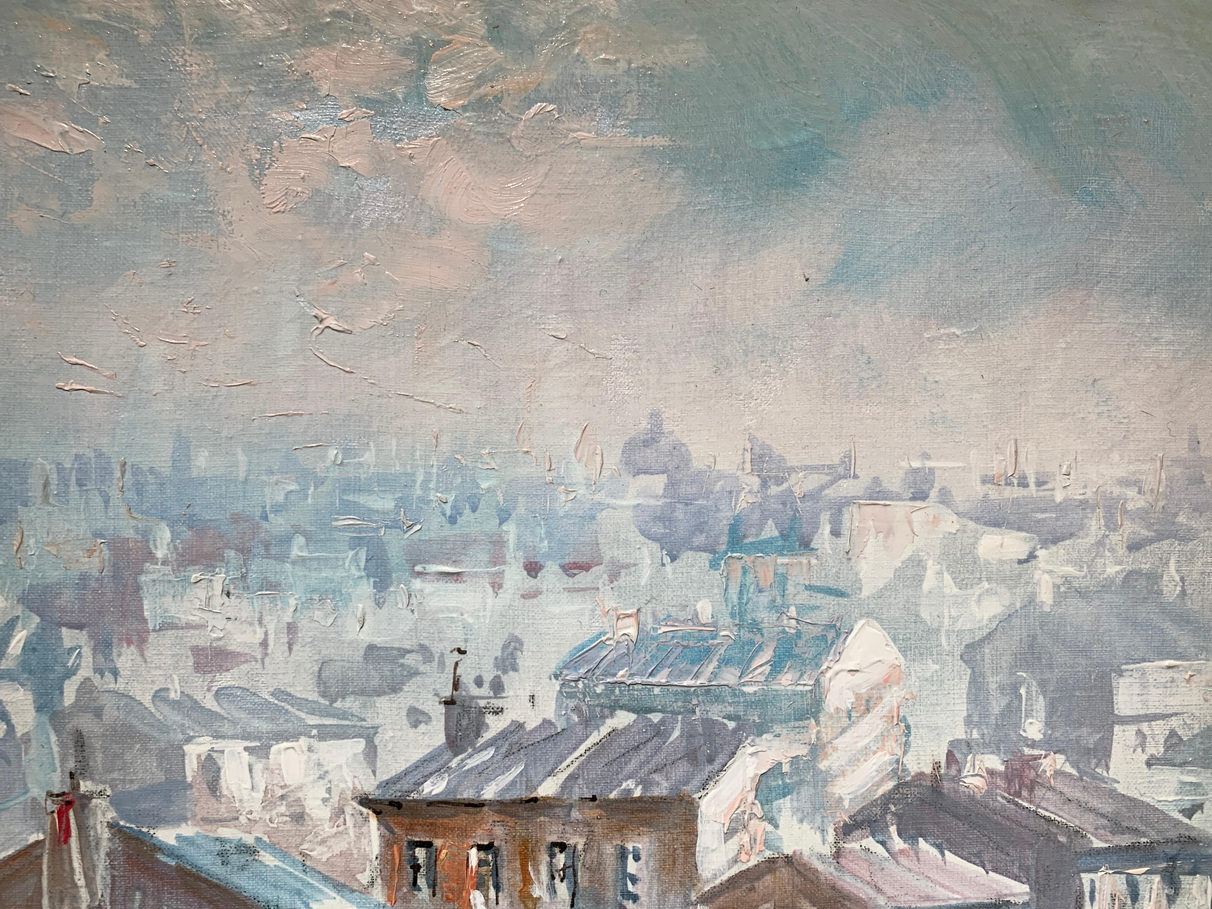 « Vue Sur Montmartre », Lucien Delarue, impressionniste, Paris, 22 x 18, huile originale en vente 6