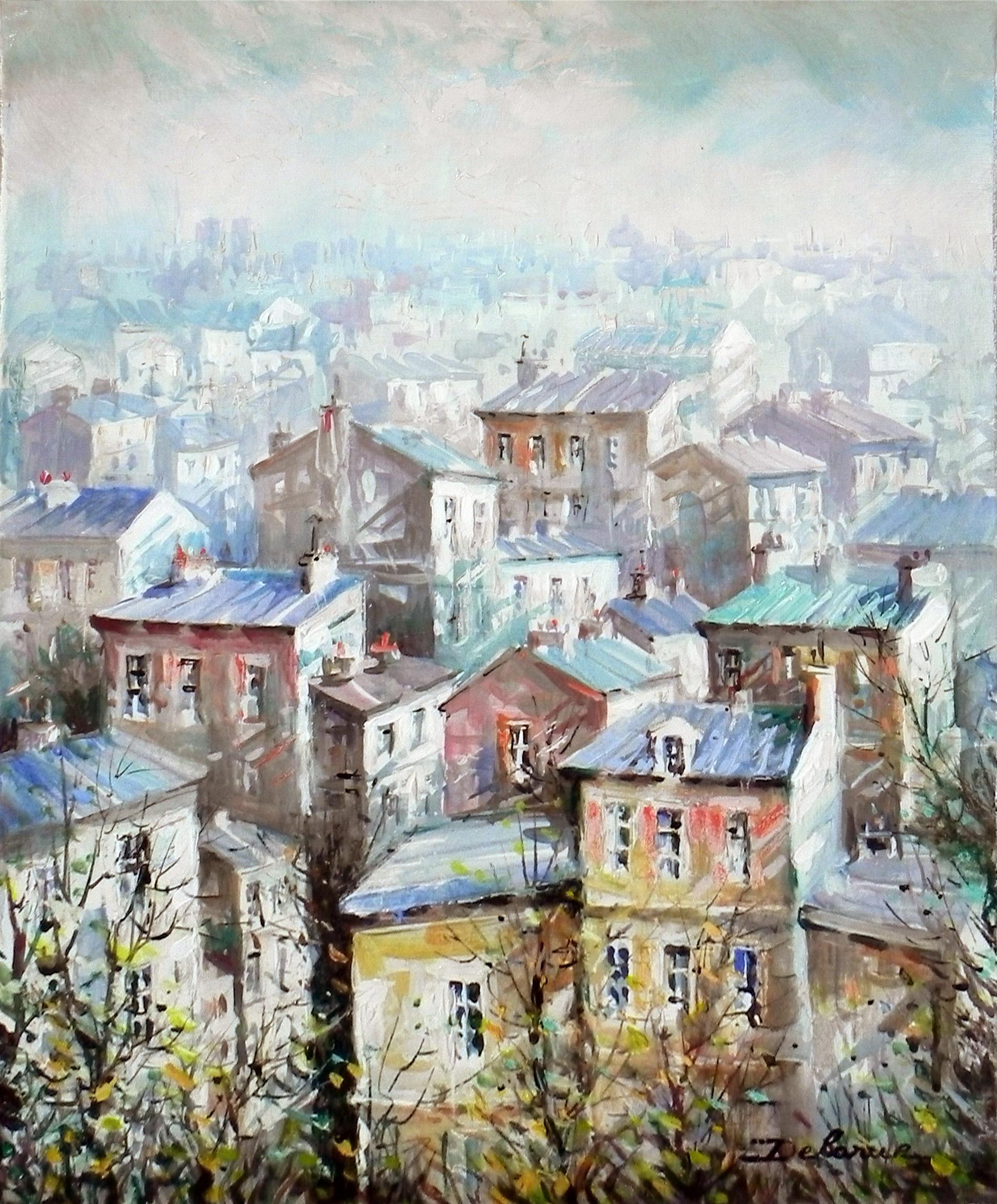 Lucien Delarue est connu dans le monde entier comme un artiste qui capture fidèlement l'ambiance romantique de Paris. Son célèbre sujet des " toits de Montmarte ", ainsi que d'autres scènes parisiennes, complètent ses représentations romantiques du