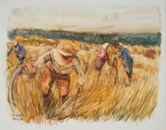 Lucien Desmaré '1905-1961', Farm scene with Peasants, Framed and Signed