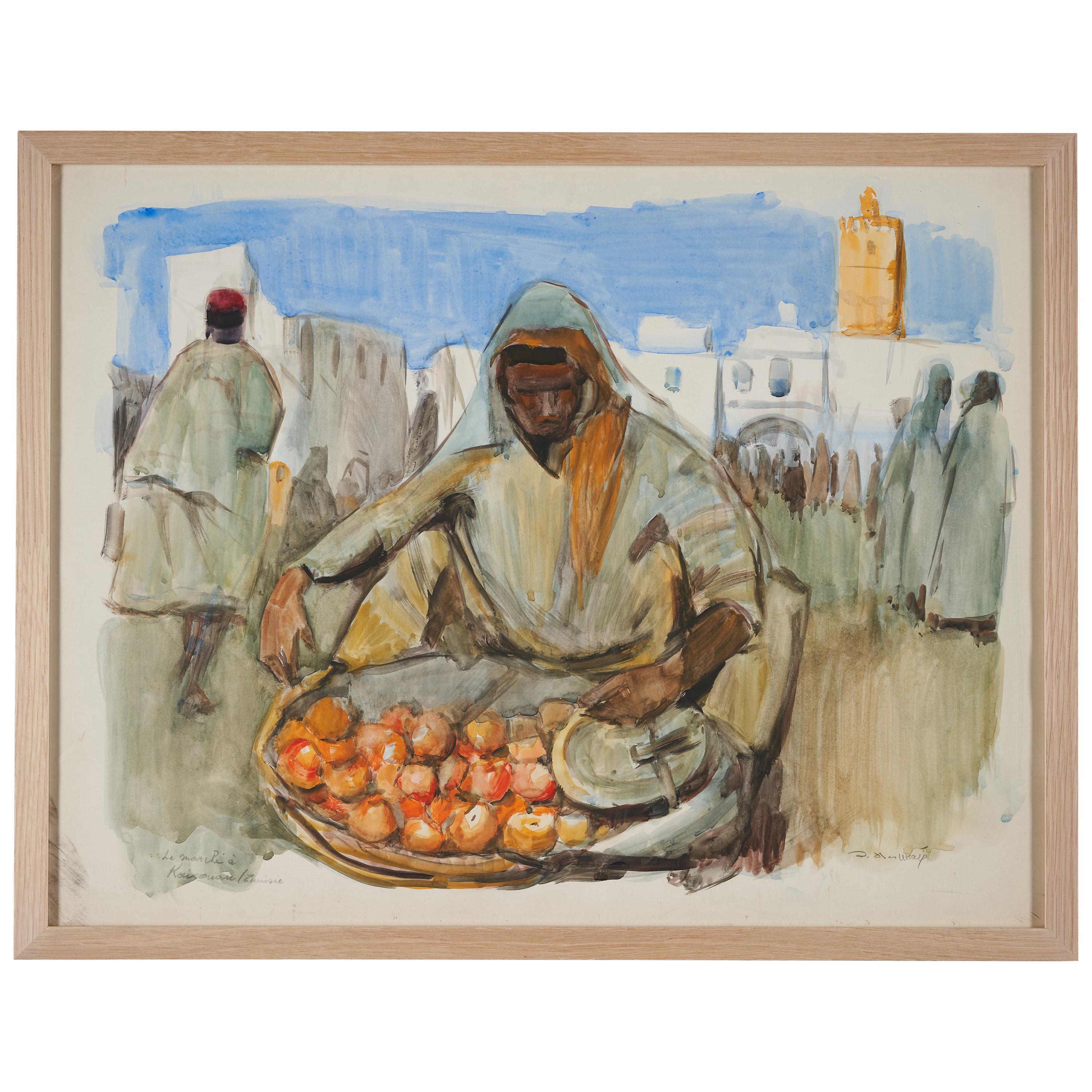 Lucien Desmaré '1905-1961', Fruitseller on Townsquare, Framed and Signed