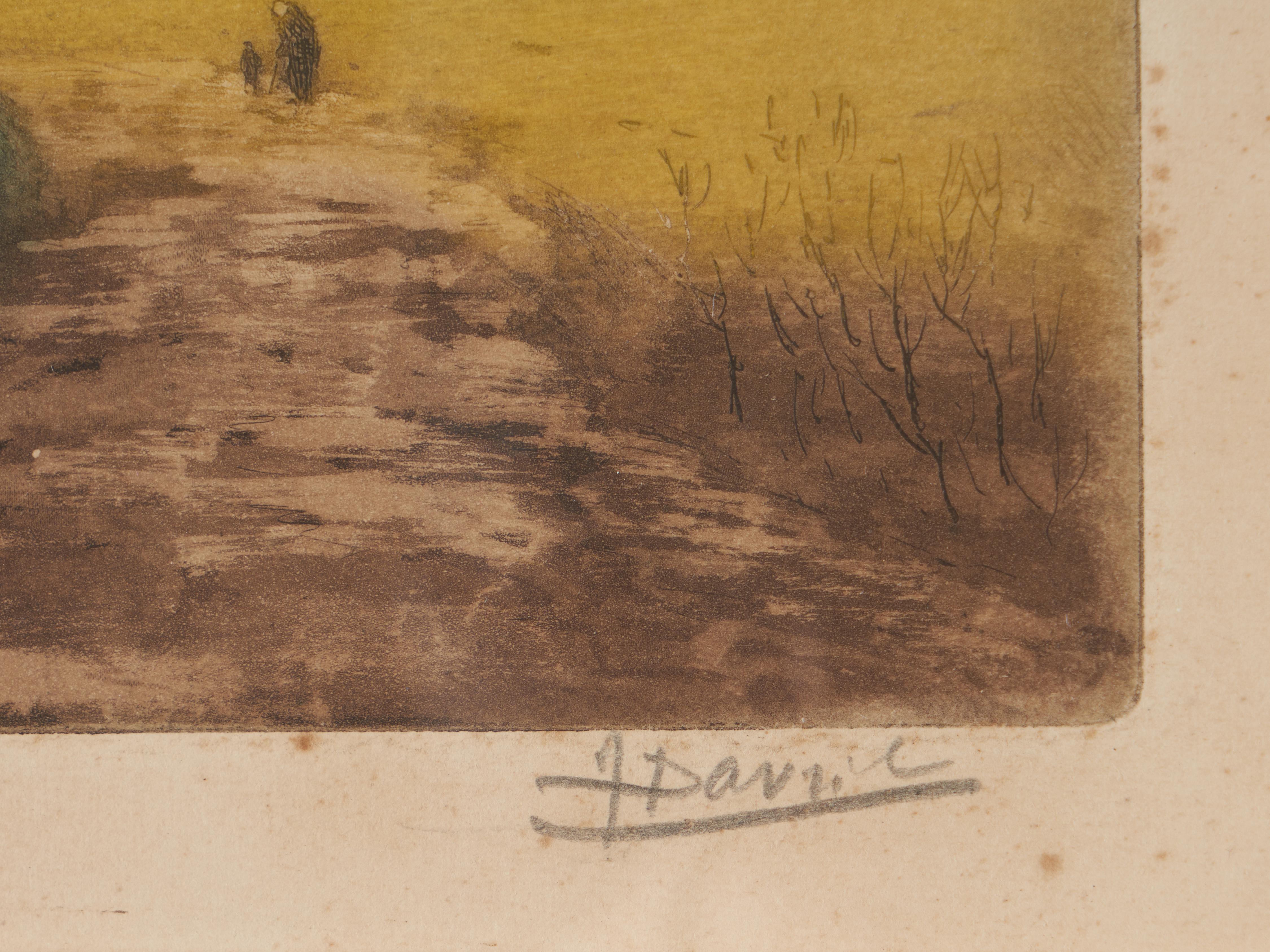 Belgian Lucien Desmaré, Sunset Landscape, Framed and Signed