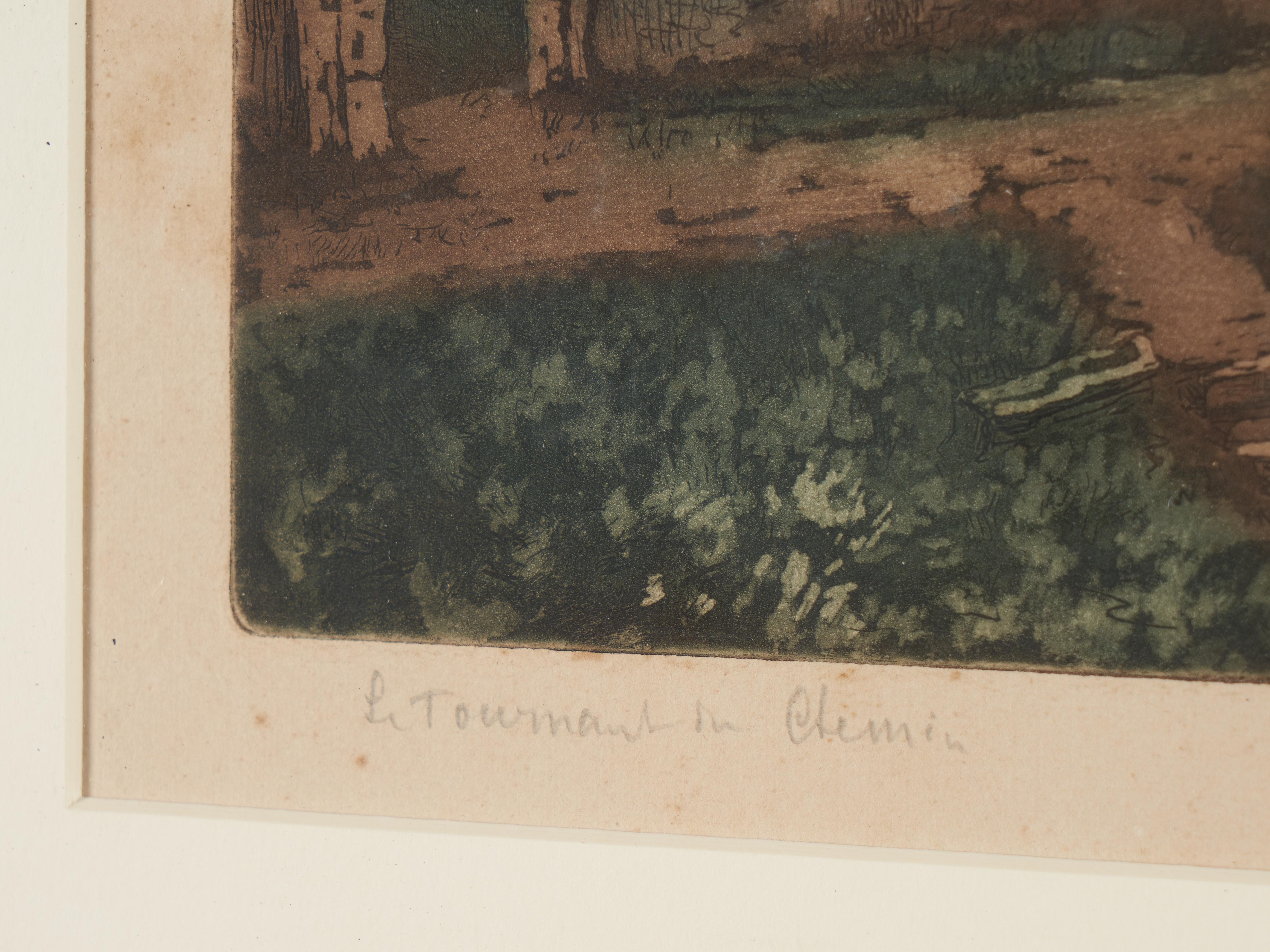 Lucien Desmaré:: Paysage au coucher du soleil:: encadré et signé Bon état - En vente à Leuven , BE