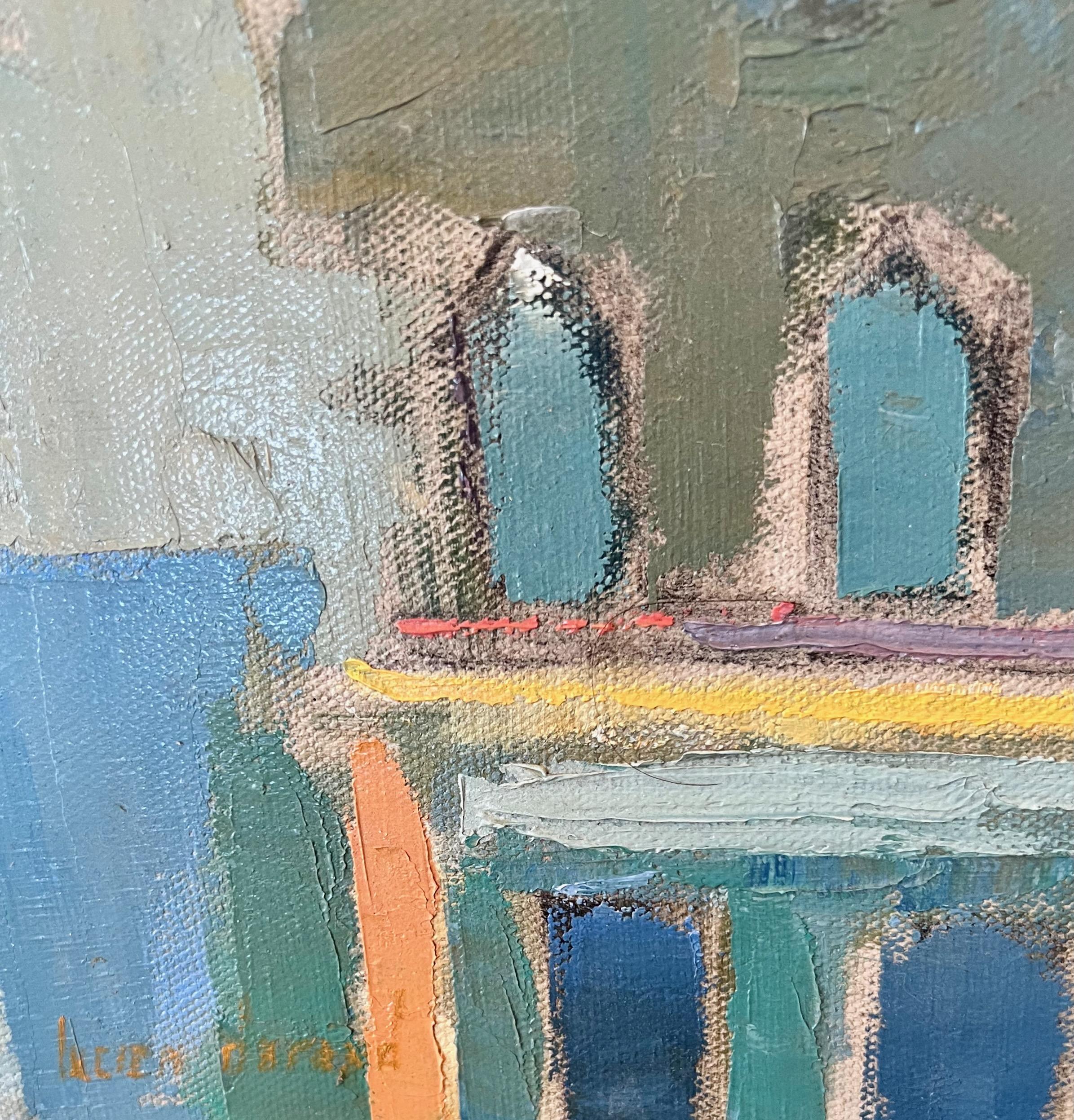 Abstract building, city - Painting by Lucien Durand