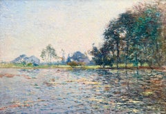 'River Landscape' by Lucien Frank (1857 – 1920) Belgian Jewish Plein-air Painter