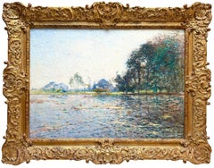 'River Landscape' by Lucien Frank (1857 – 1920) Belgian Jewish Plein-air Painter