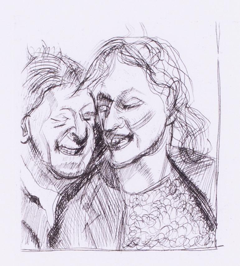 1982 signed etching by Lucien Freud OM CH, numbered 25/25 L.F 'A couple' For Sale 1