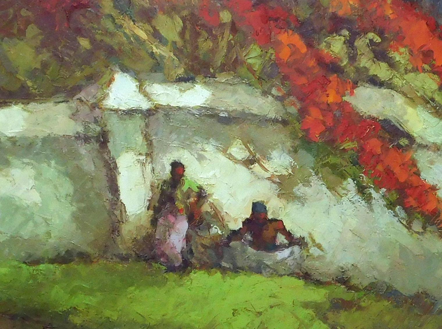 Lucien Frits Ohl Indonesian and Dutch Artist - Oil Painting “Flambuoyant Tree” For Sale 4