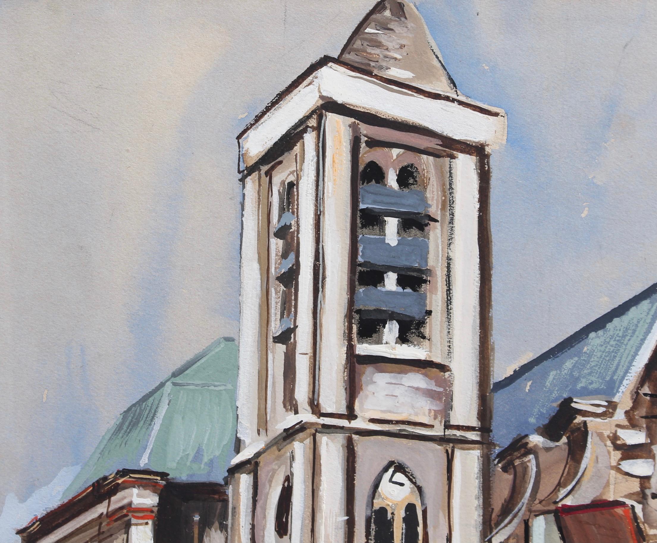 église de Saint-Nicolas du Chardonnet à Paris - Gris Figurative Painting par Lucien Génin