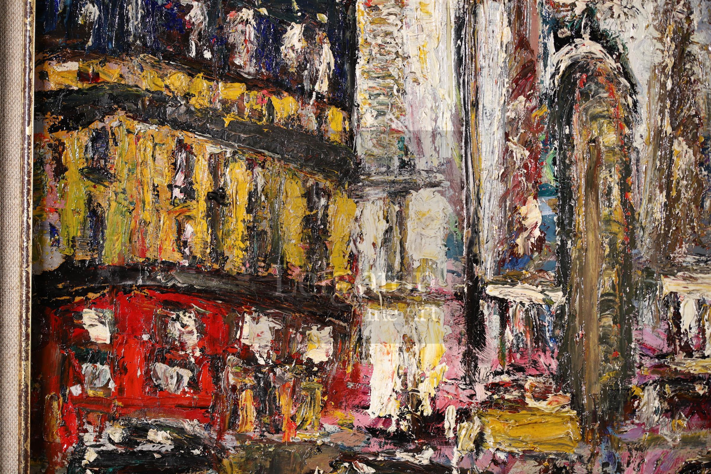 La Porte Saint Denis, Paris - Post Impressionist Cityscape Oil by Lucien Genin For Sale 6