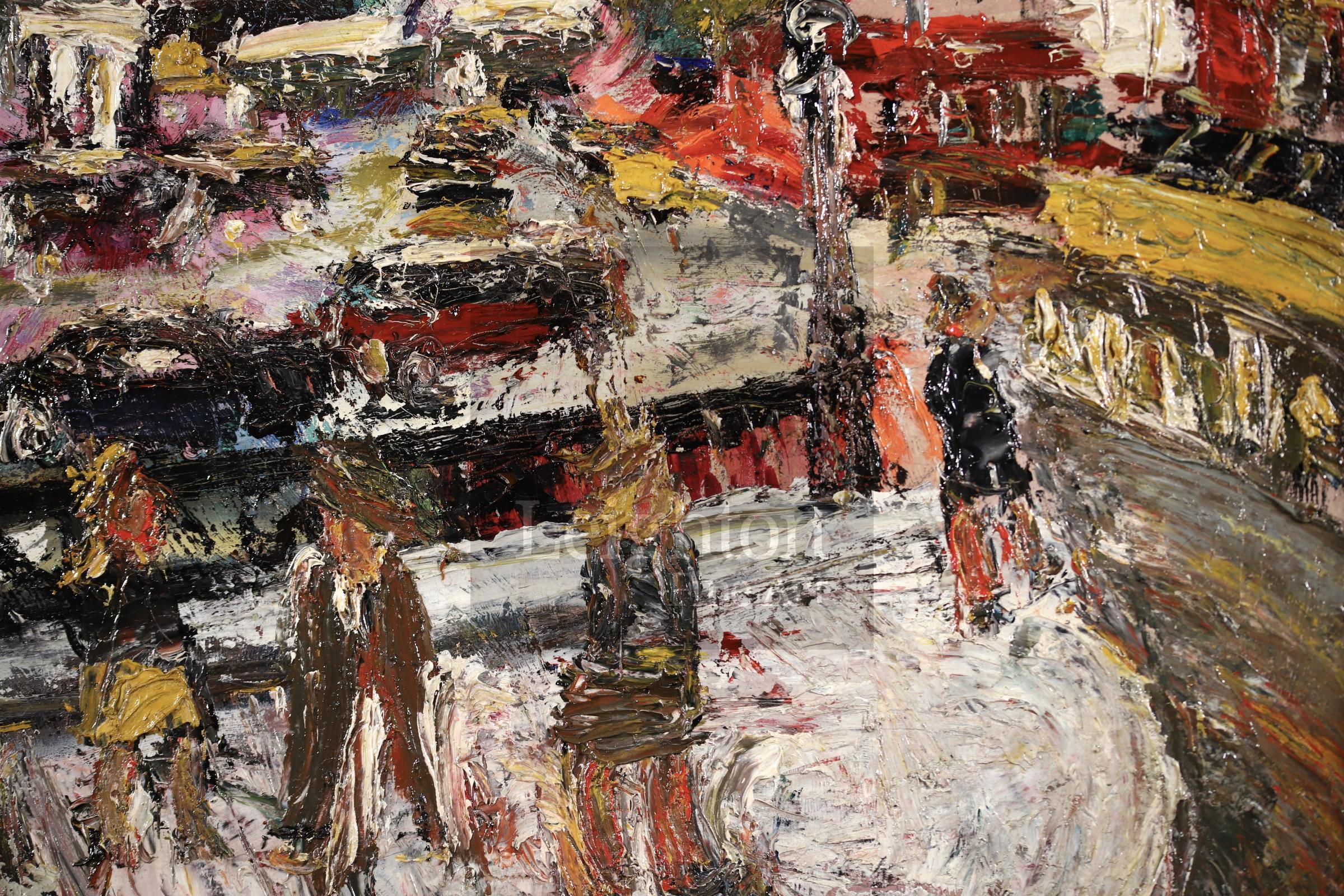 La Porte Saint Denis, Paris - Paysage urbain post-impressionniste, huile de Lucien Genin en vente 8