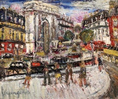 La Porte Saint Denis, Parigi - Paesaggio urbano post impressionista dipinto a olio da Lucien Genin