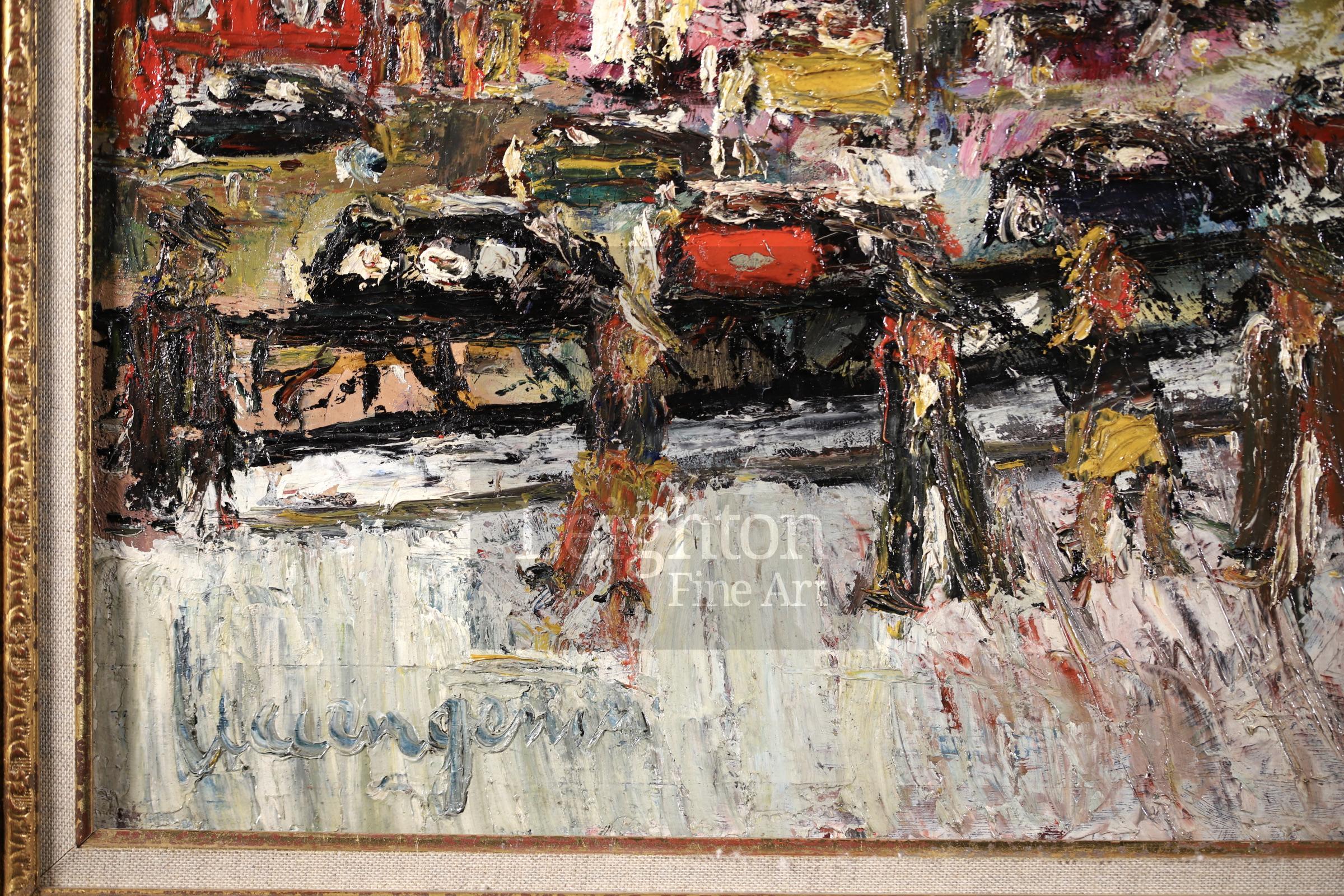 La Porte Saint Denis, Paris - Post Impressionist Cityscape Oil by Lucien Genin For Sale 4