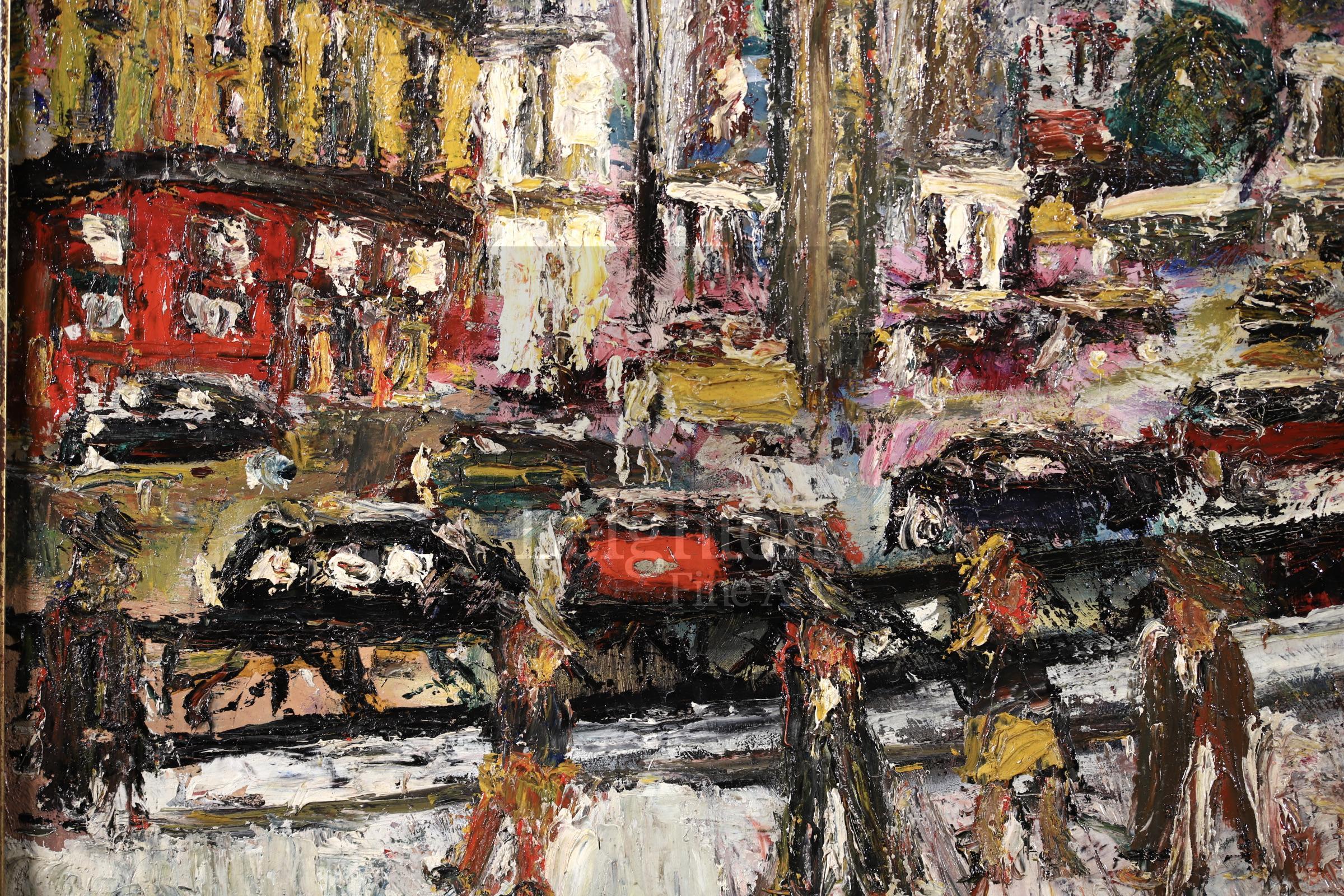 La Porte Saint Denis, París - Paisaje urbano postimpresionista Óleo de Lucien Genin 4