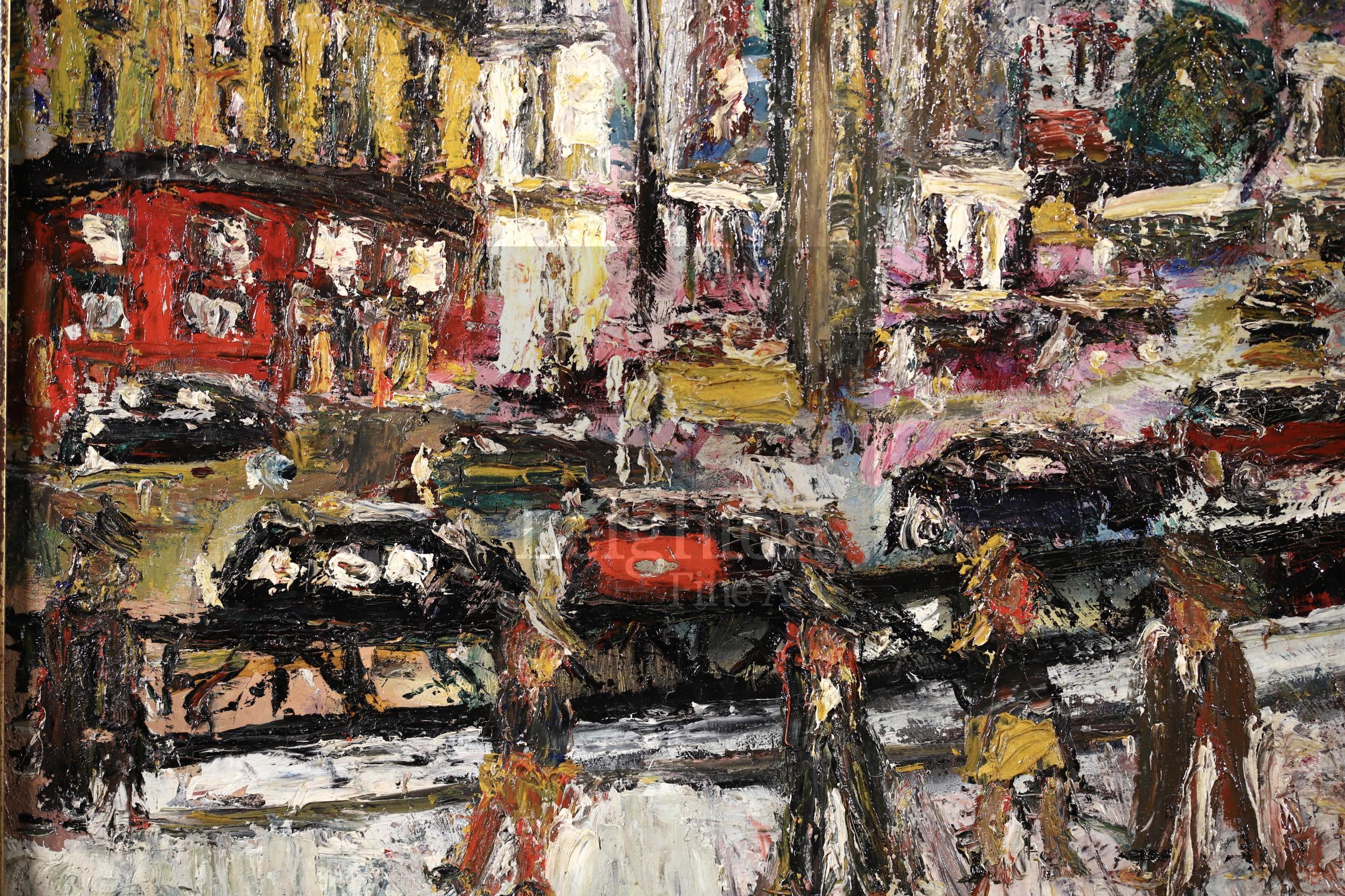 La Porte Saint Denis, Paris - Paysage urbain post-impressionniste, huile de Lucien Genin en vente 5