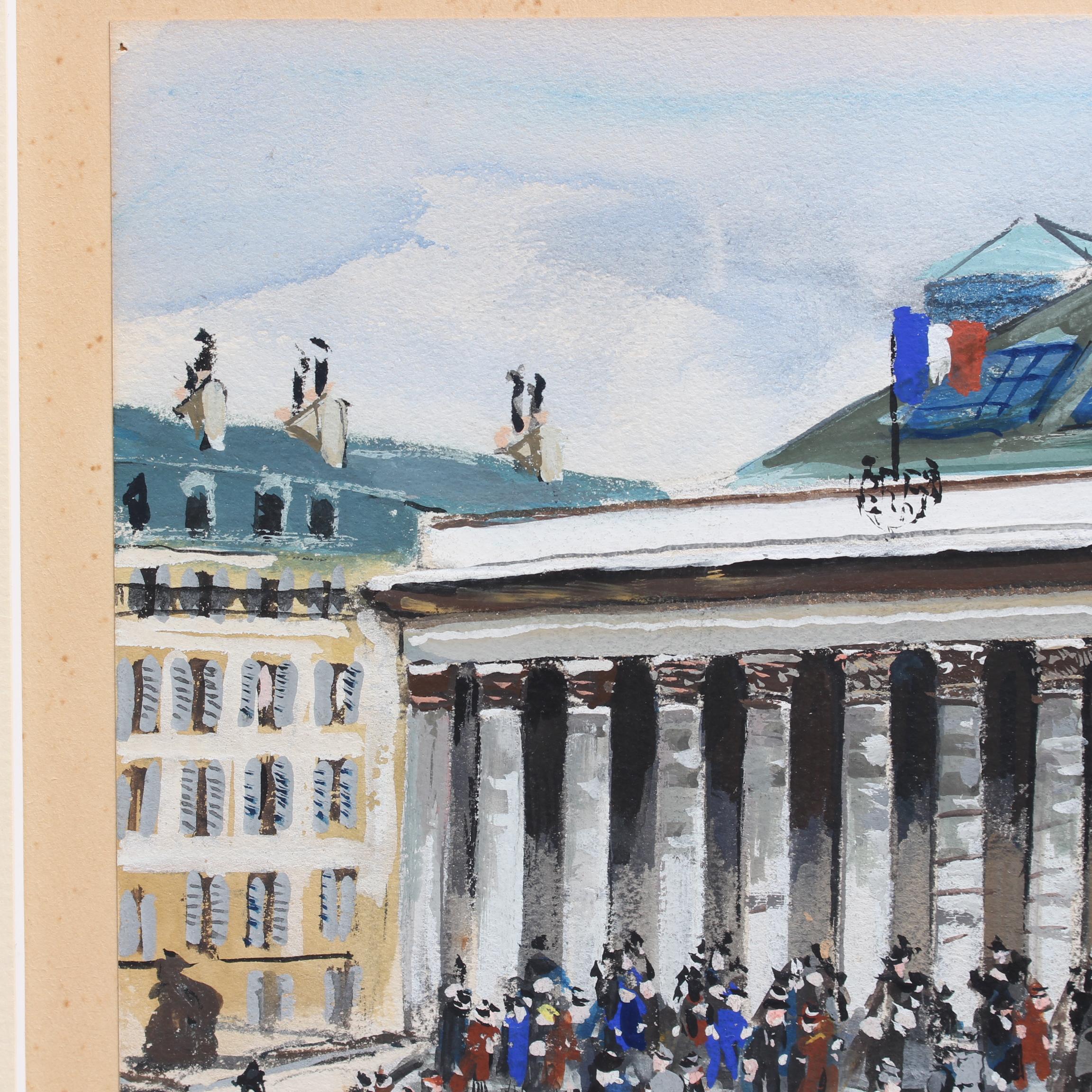 'Paris, la Bourse', gouache on paper, by Lucien Génin (circa 1930s). Created at the beginning of the 19th century by Napoleon, la Bourse, or the Stock Exchange, was intended to assert and encourage France’s prosperity in industry and trade. In 1826