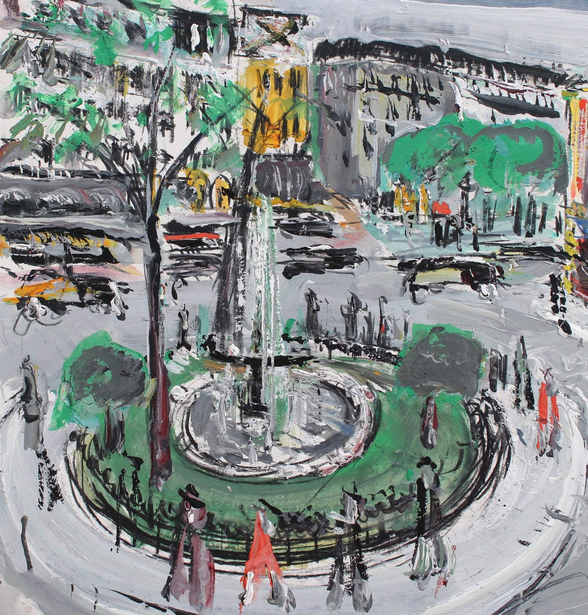 Place Pigalle, huile et gouache sur papier d'art, par Lucien Génin (vers les années 1930). Pigalle est bien connue des touristes qui veulent découvrir le 