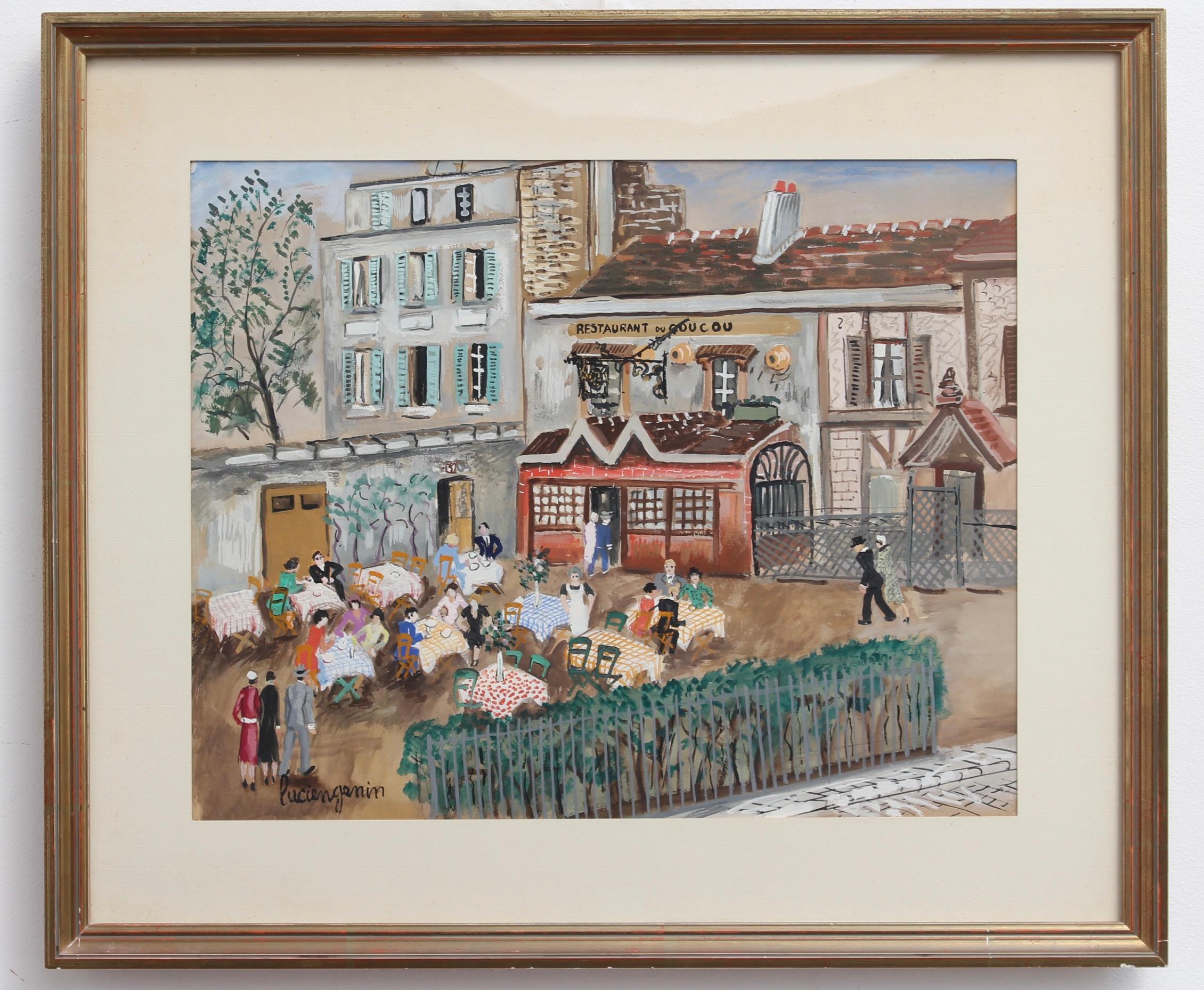 Restaurant du Coucou Montmartre Paris - Painting by Lucien Génin