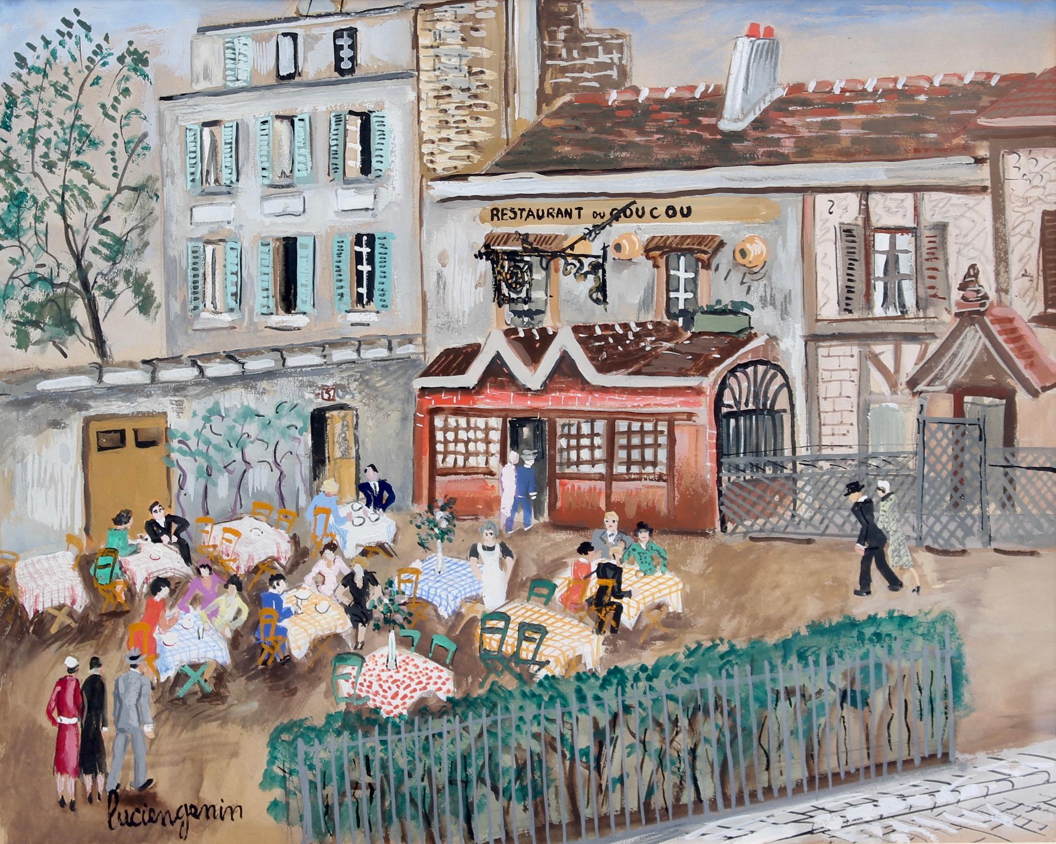 Lucien Génin Figurative Painting - Restaurant du Coucou Montmartre Paris