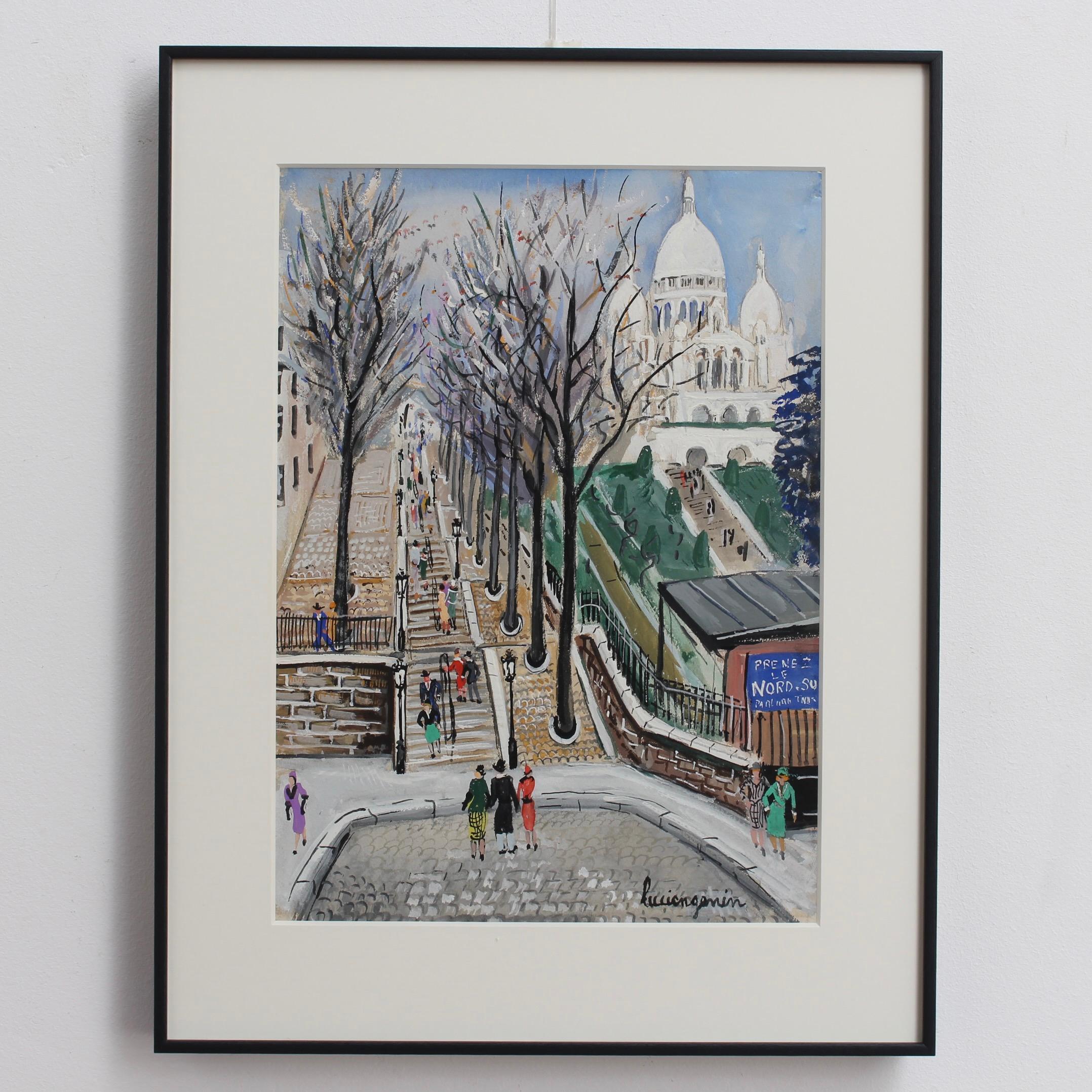 Sacr-Coeur Montmartre à Willette Square Paris - Art de Lucien Génin
