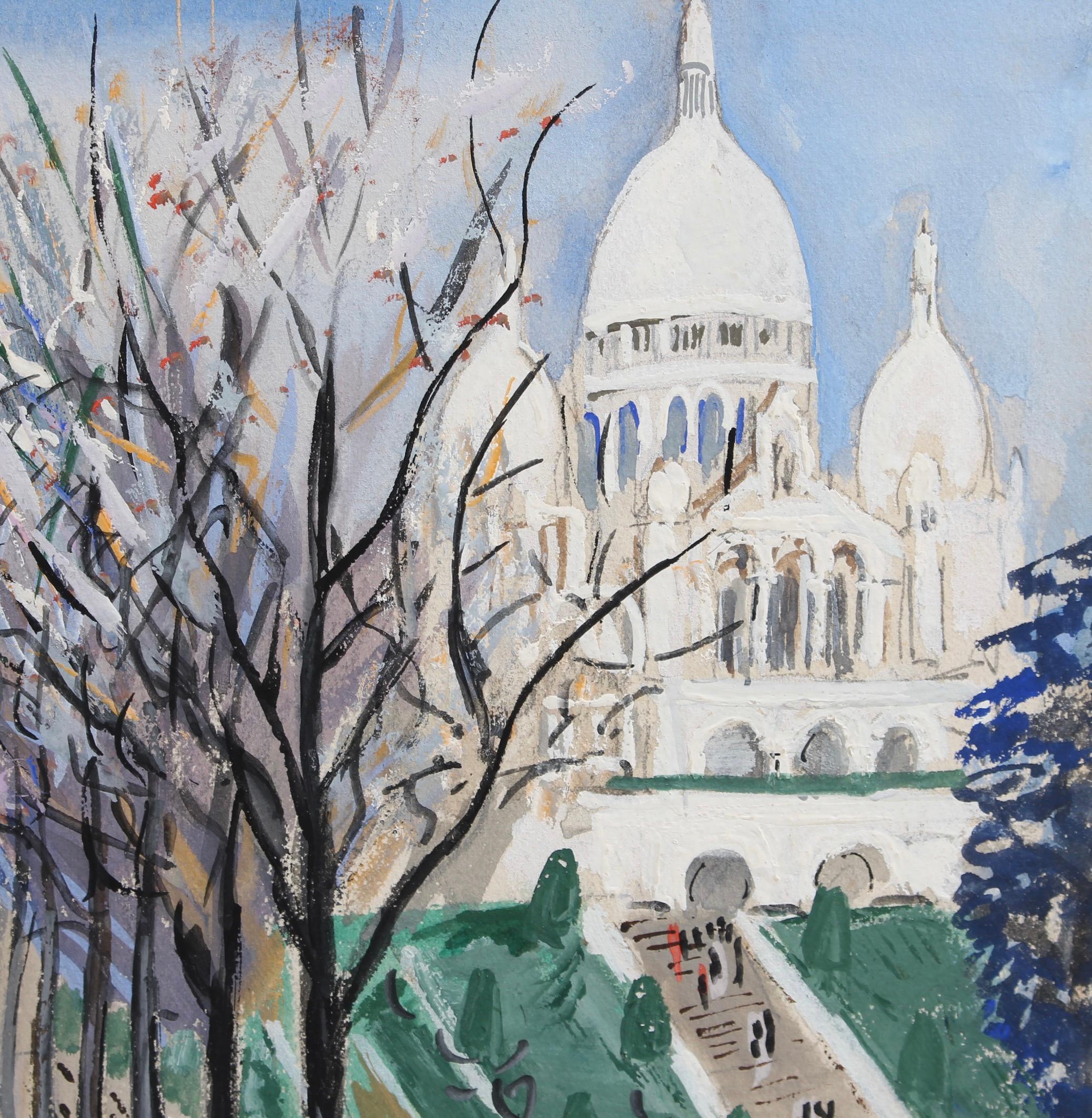 Sacré-Coeur Montmartre at Willette Square Paris - Expressionist Art by Lucien Génin