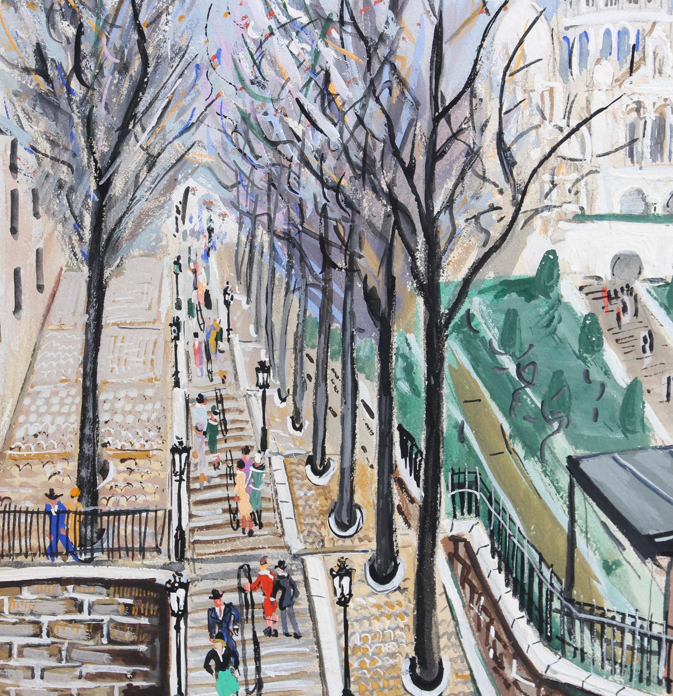 'Sacré-Coeur, Montmartre at Willette Square, Paris', gouache on art paper (circa 1930s), by Lucien Génin. Created by the Director of Public Ways and Promenades under Napoleon III, Square Willette is a large garden on the slopes of the Butte