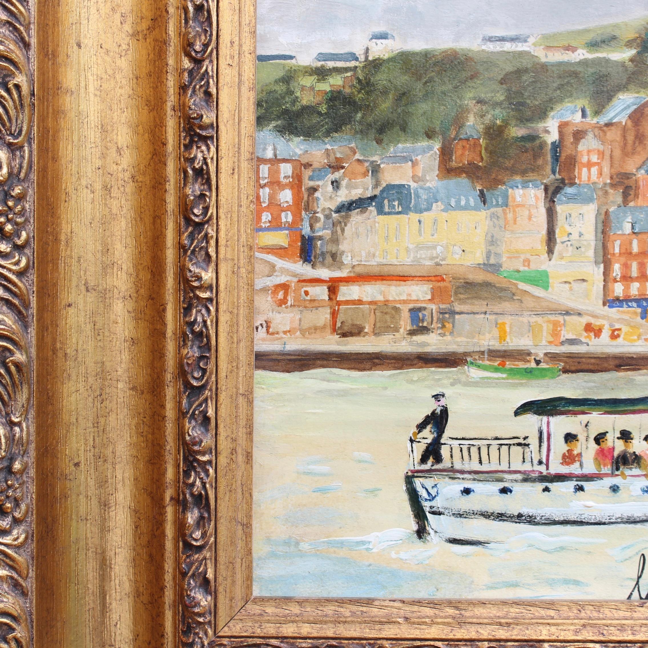 'The Seaside Resort of Dieppe' Vintage Oil Painting For Sale 8