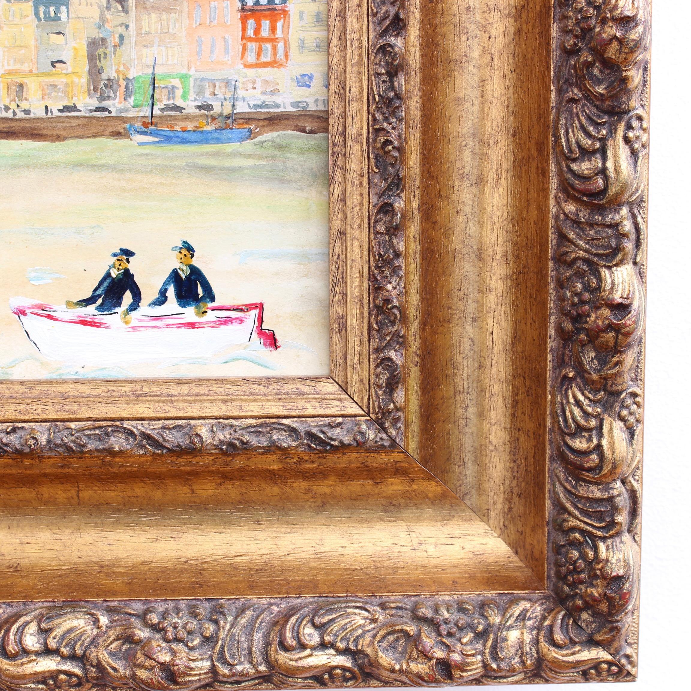 'The Seaside Resort of Dieppe' Vintage Oil Painting For Sale 12