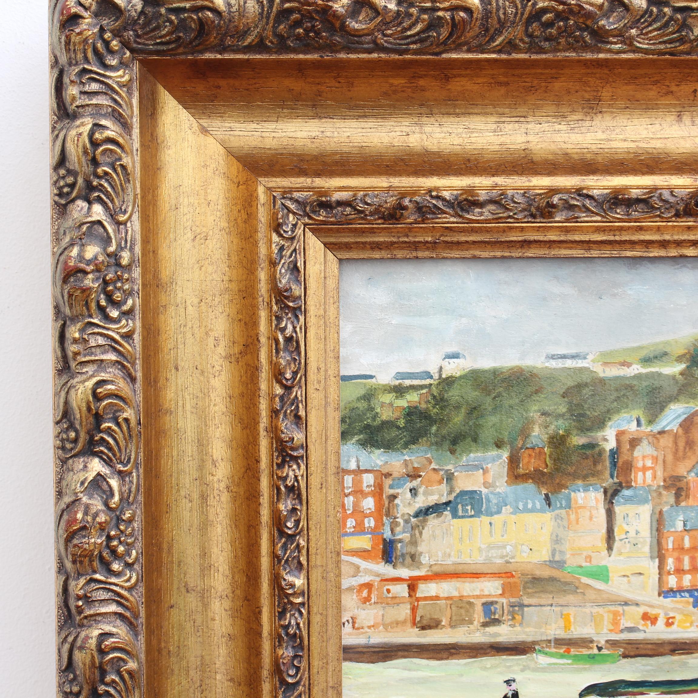 'The Seaside Resort of Dieppe' Vintage Oil Painting For Sale 4