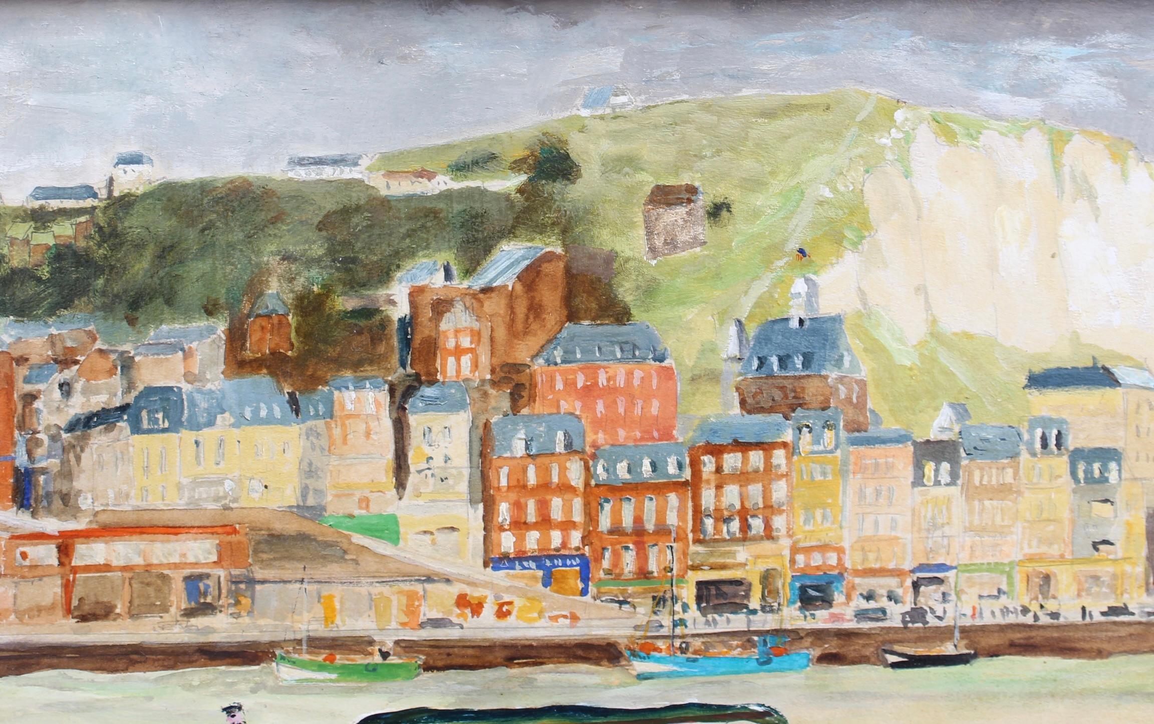 'The Seaside Resort of Dieppe' Vintage Oil Painting For Sale 5