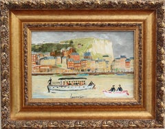 'The Seaside Resort of Dieppe' Vintage Oil Painting