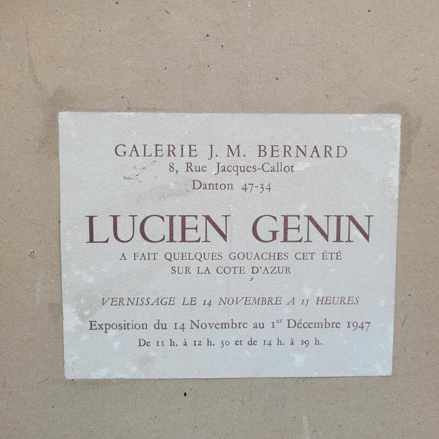 Lucien Genin, Puerto de Villefranche Sur Mer, acuarela enmarcada, mediados del siglo XX en venta 7