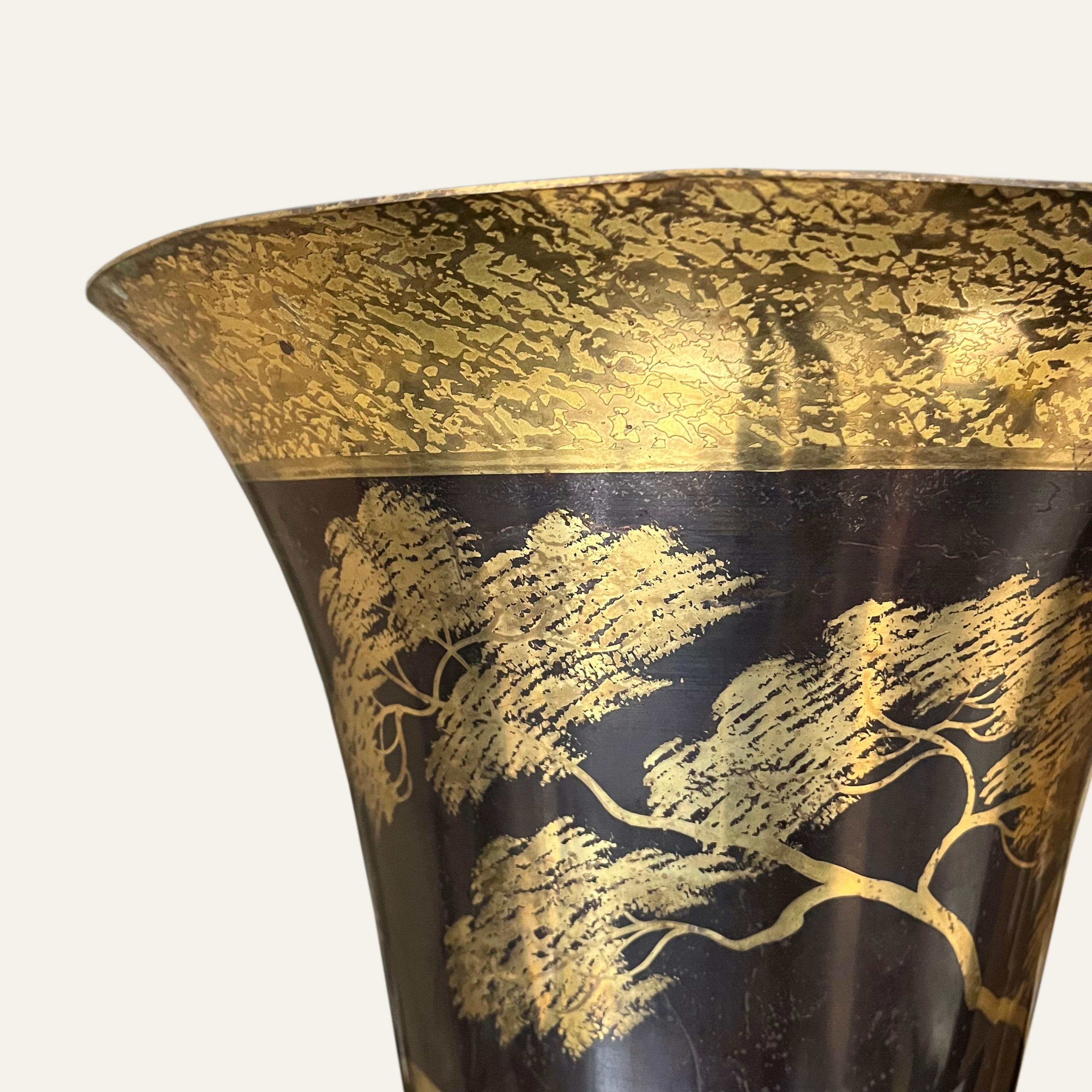 Art Deco Lucien Gerfaut Dinanderie Uplight circa 1930 Signed For Sale