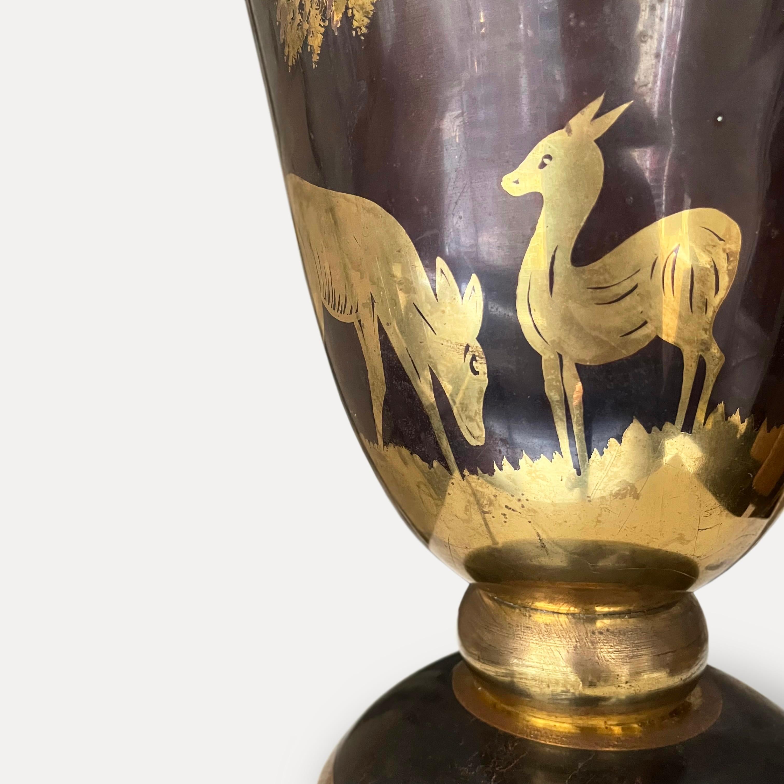 French Lucien Gerfaut Dinanderie Uplight circa 1930 Signed For Sale
