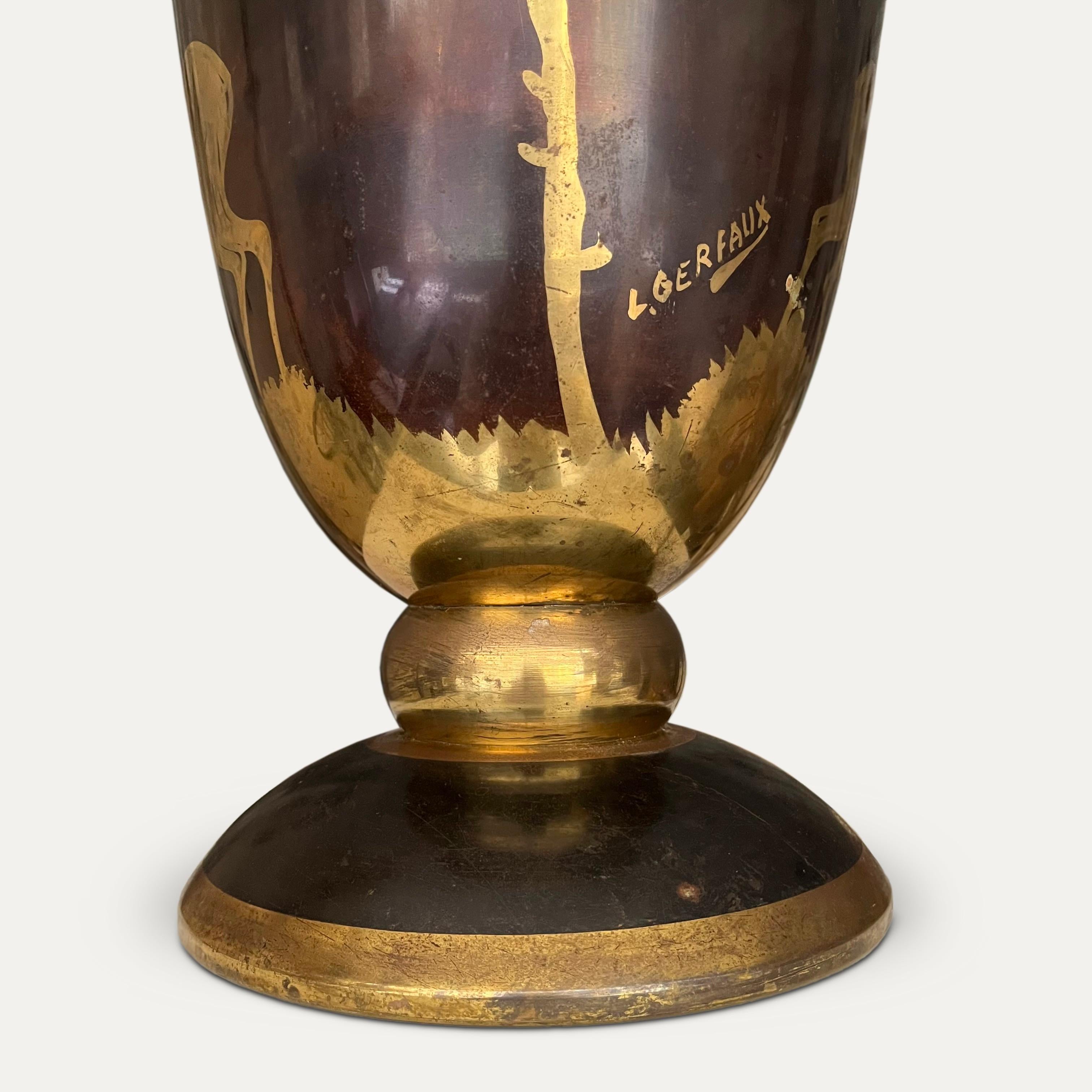 Lucien Gerfaut Dinanderie Uplight circa 1930 Signed In Good Condition For Sale In CA, CA