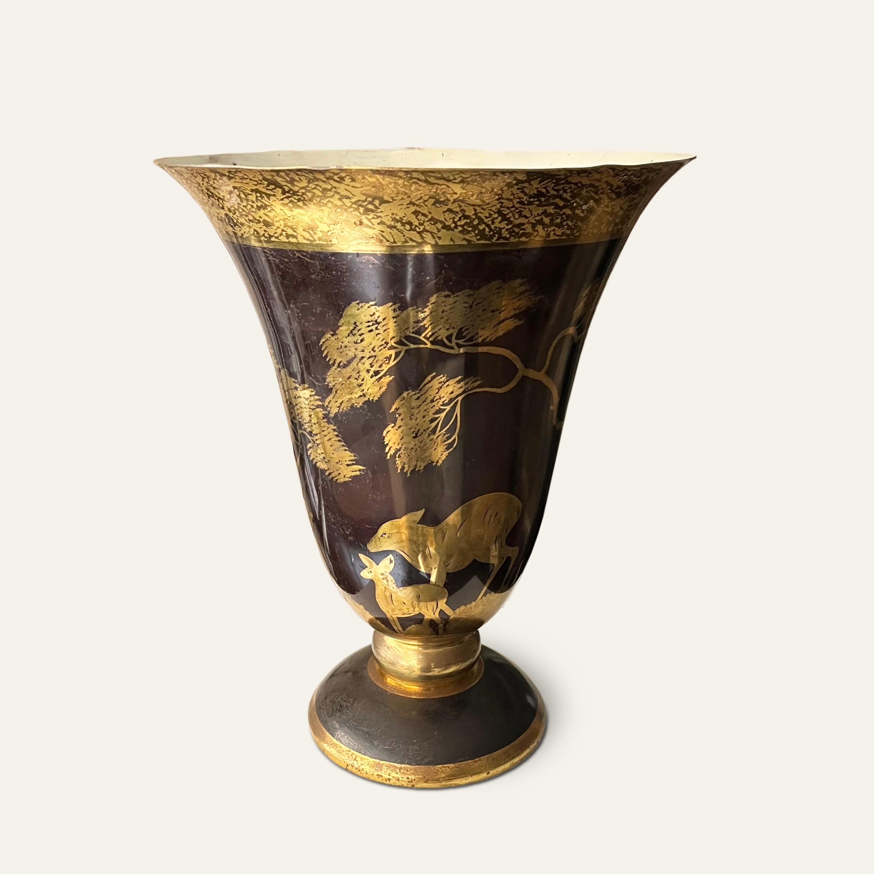 Mid-20th Century Lucien Gerfaut Dinanderie Uplight circa 1930 Signed For Sale