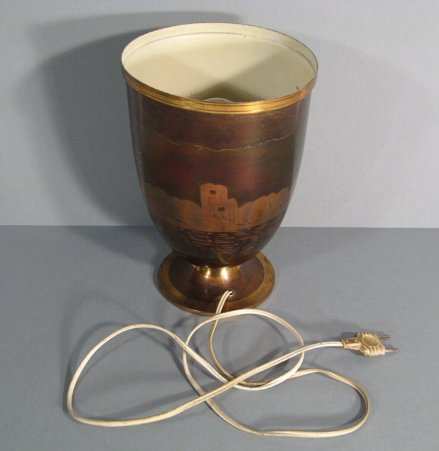 Empire Lucien Gerfaux Art Deco Copper and Brass Lamp with Nautical Design, 1930 - 1Y146
