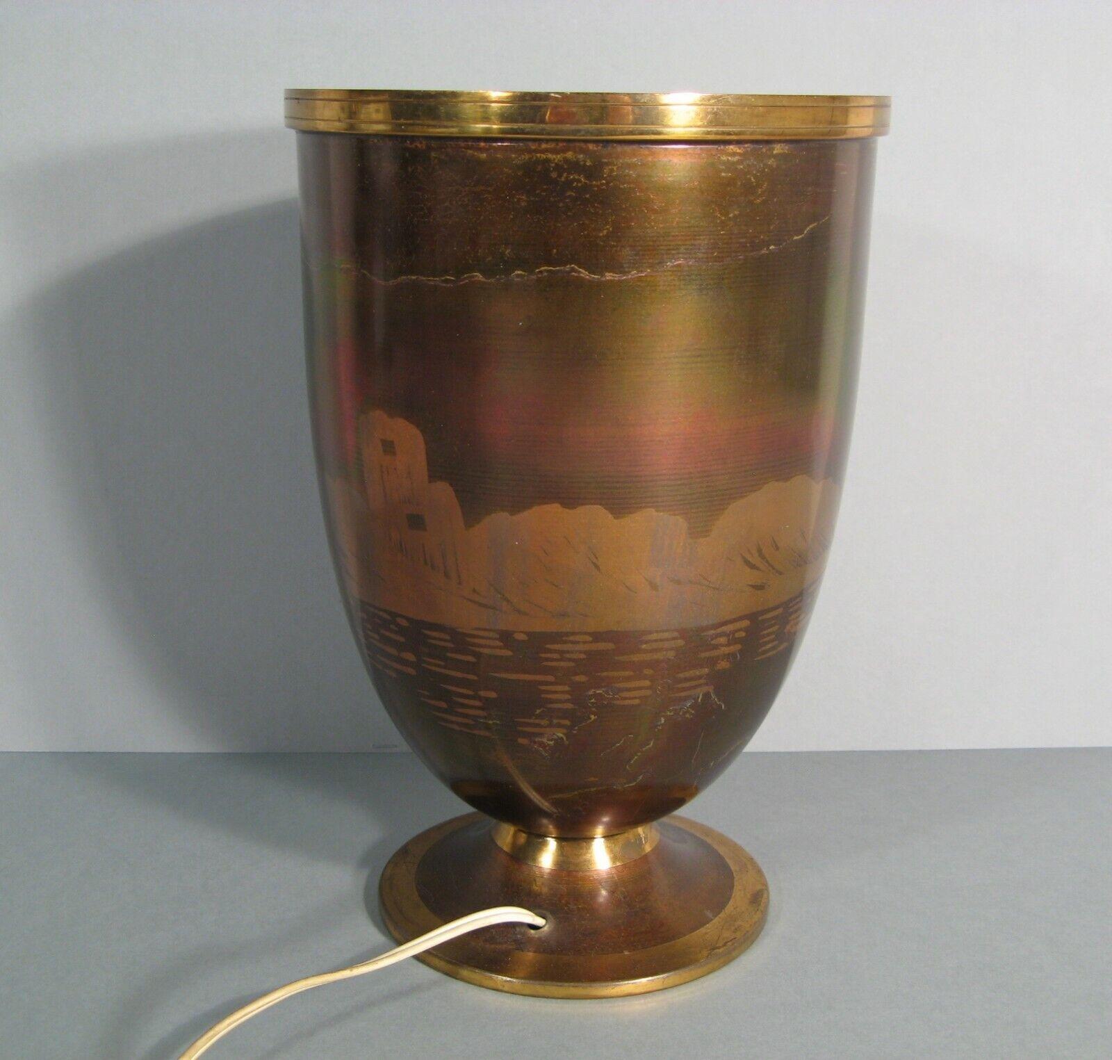 Lucien Gerfaux Art Deco Copper and Brass Lamp with Nautical Design, 1930 - 1Y146 2