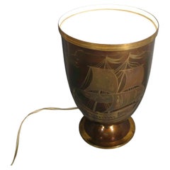 Lucien Gerfaux Art Deco Copper and Brass Lamp with Nautical Design, 1930 - 1Y146