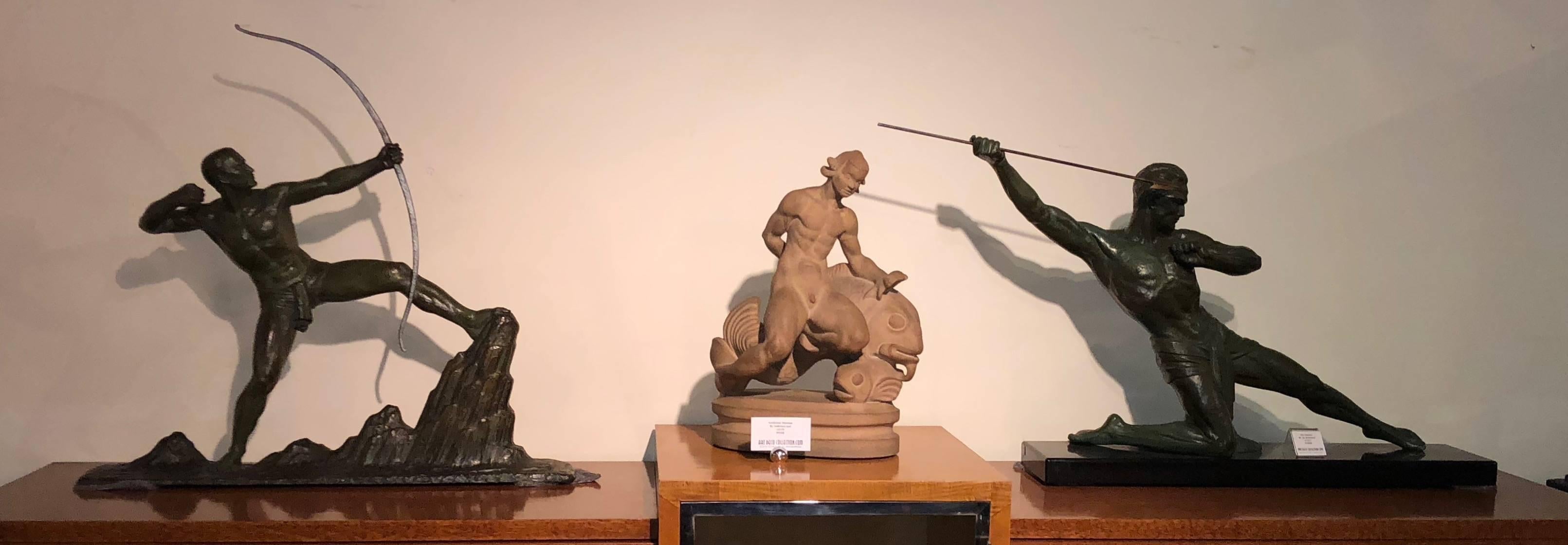 Lucien Gibert Bronze Statue 'the Archer' French Art Deco Sculpture 7