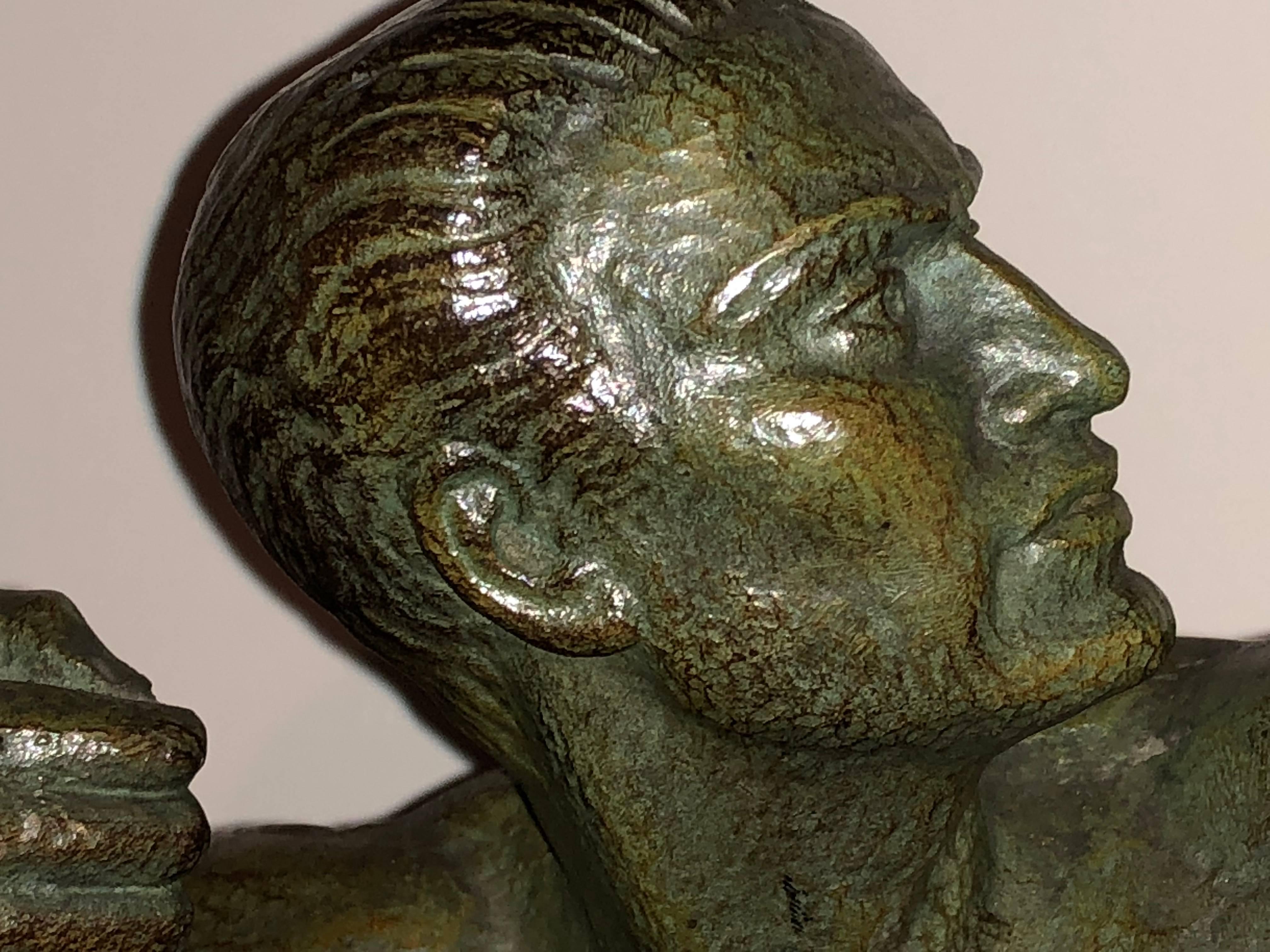 Lucien Gibert Bronzestatue 'der Bogenschütze' Französische Art Deco Skulptur 1