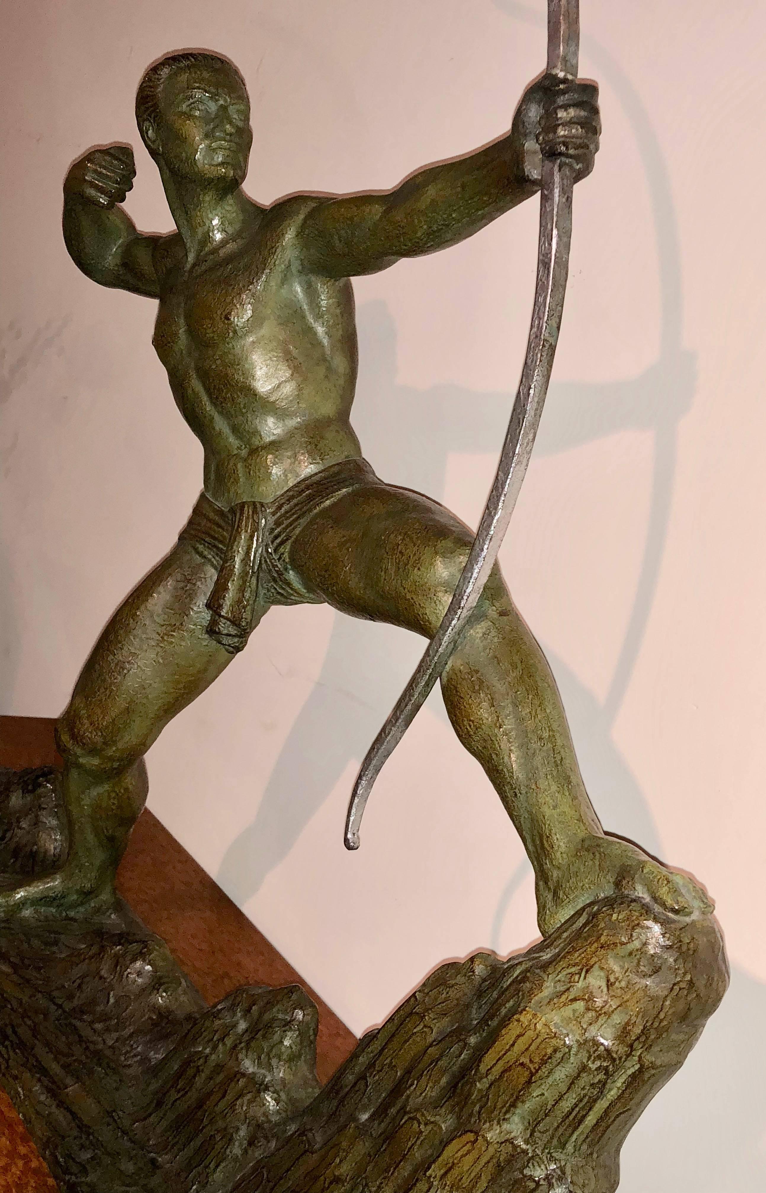 Lucien Gibert Bronze Statue 'the Archer' French Art Deco Sculpture 1