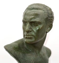Lucien Gibert French Art Deco Man Bust Terracotta, 1930s