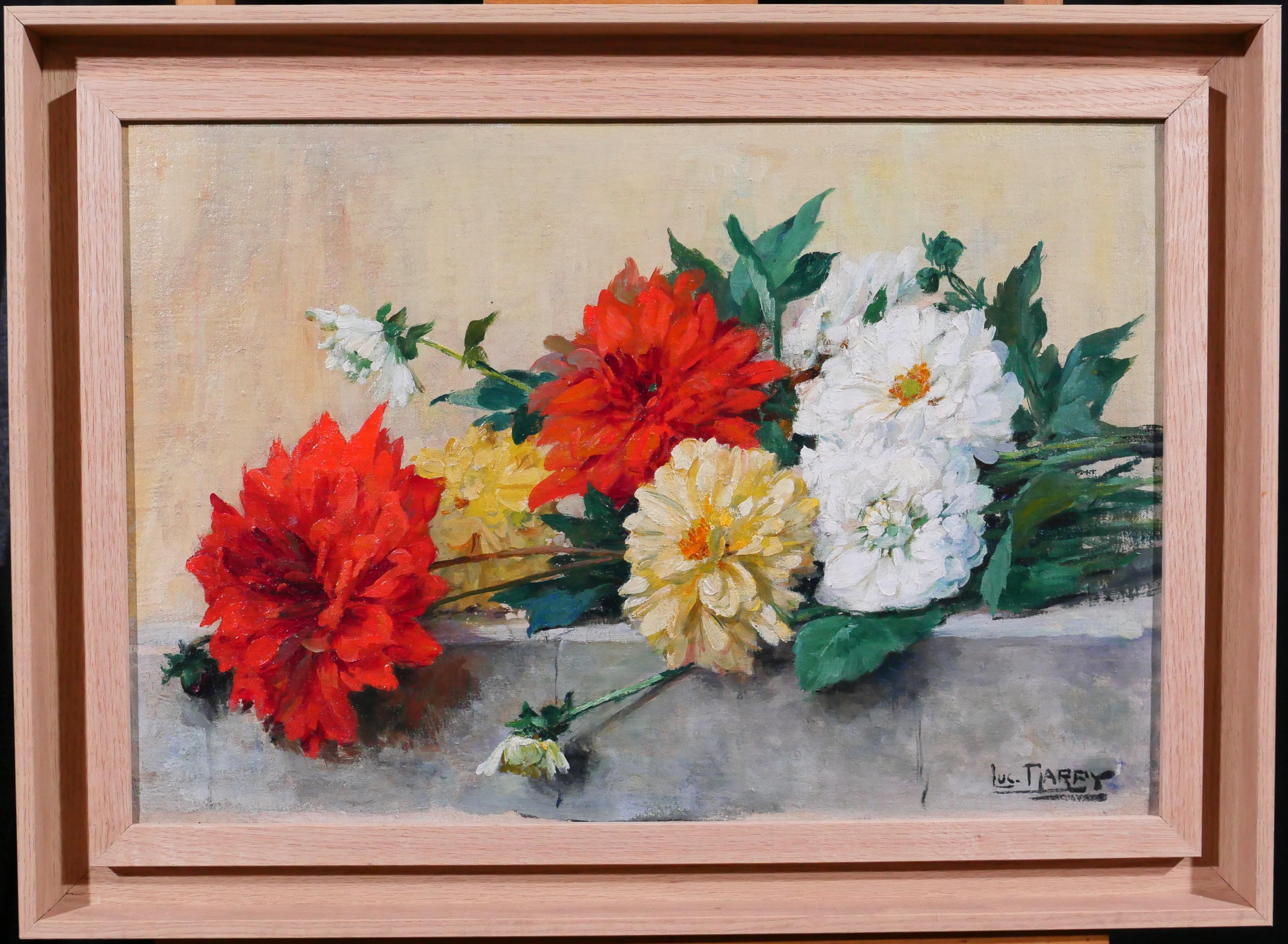 Blumenstrauß mit Sommerblumen – Painting von Lucien Gilbert Darpy