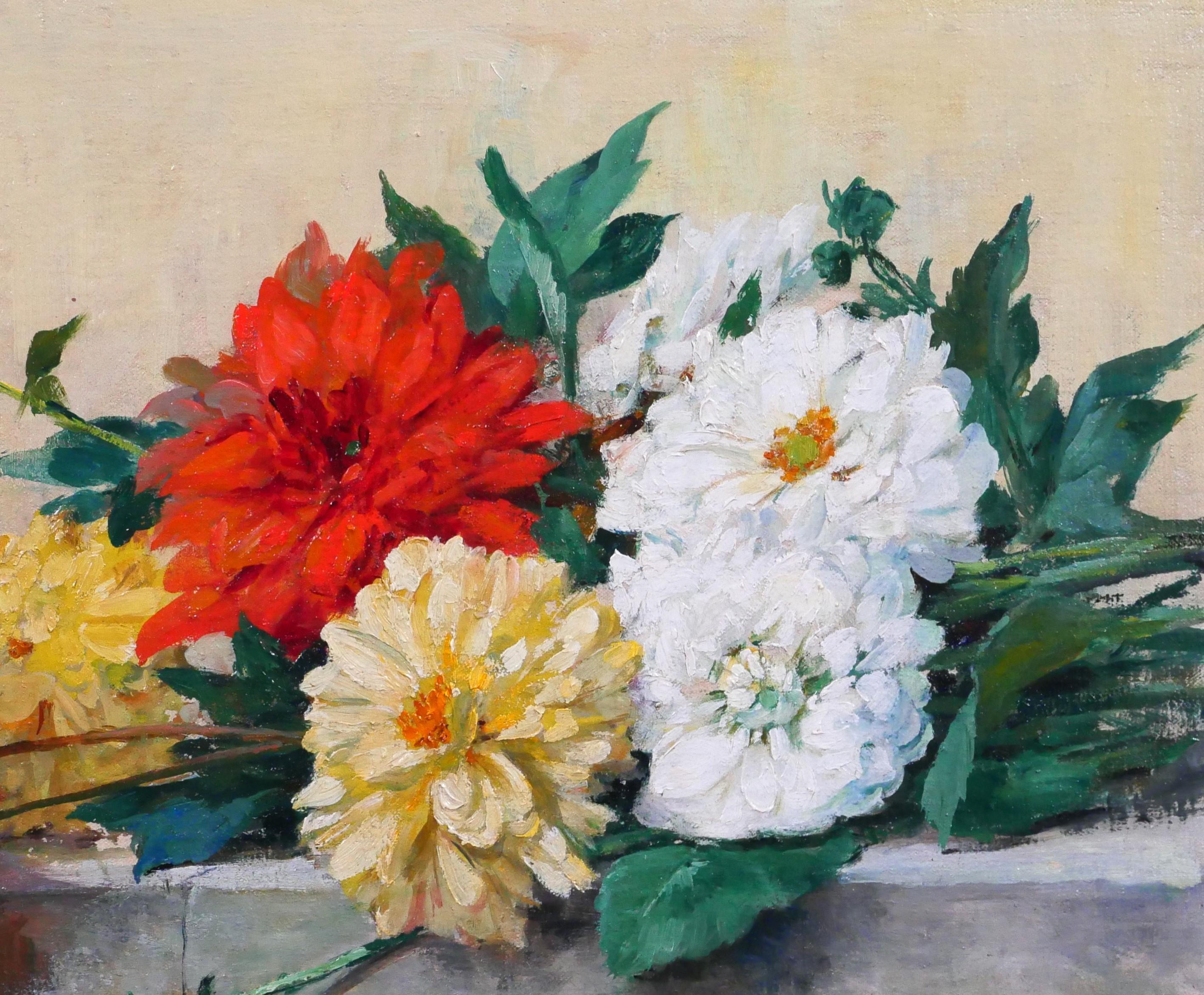 Lucien Gilbert DARPY
1875-1964
Bouquet of summer flowers
Painting, oil on canvas glued to a wooden panel
Signed
Painting: 51.5 x 35.5 cm
Modern natural oak frame (American box): 61 x 44.5 cm
Very good condition
Circa 1920-30