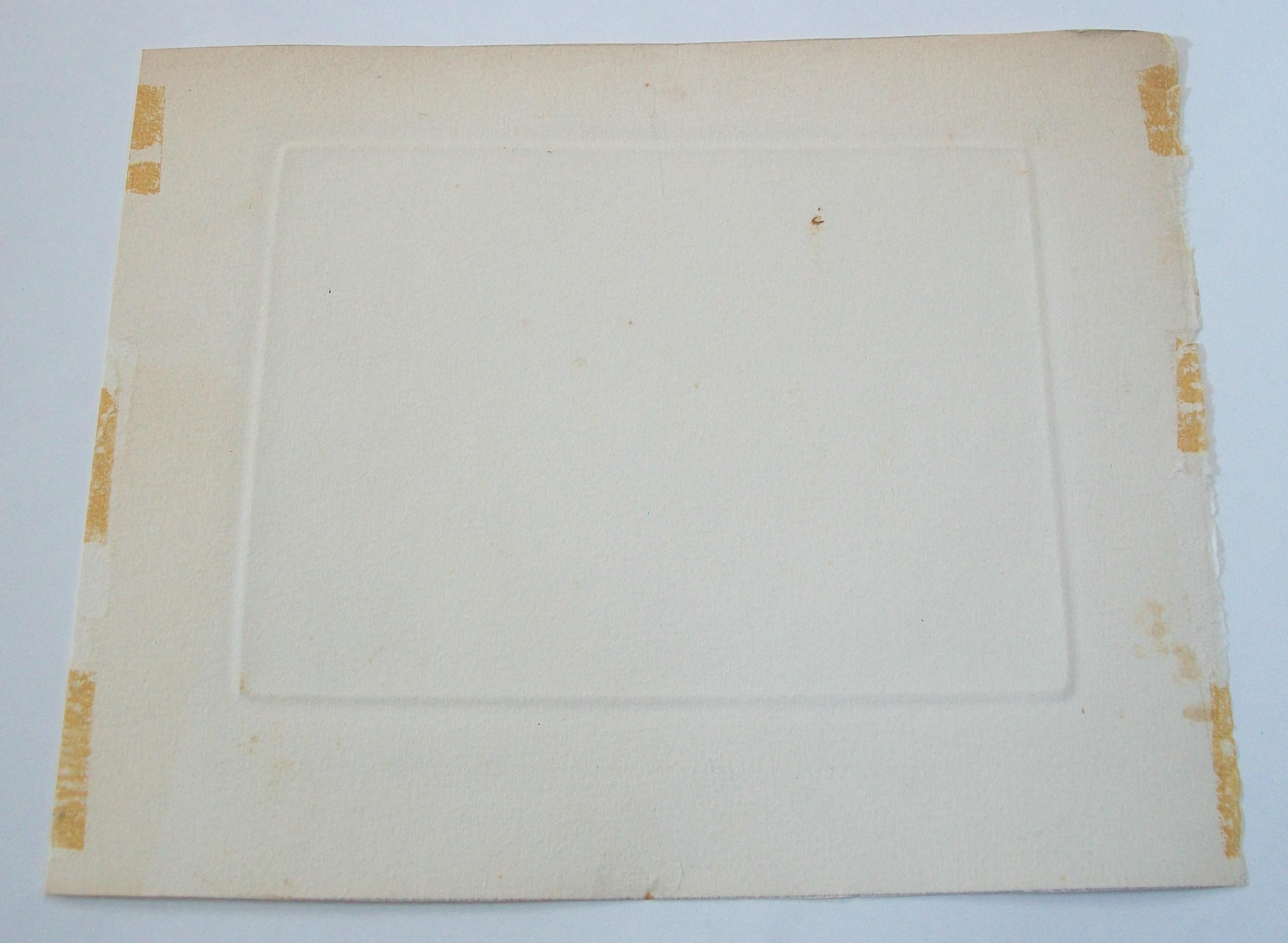 Paper LUCIEN GOBEIL - 'Sans Titre' - Fine Sepia Tone Etching - Canada - 20th Century For Sale