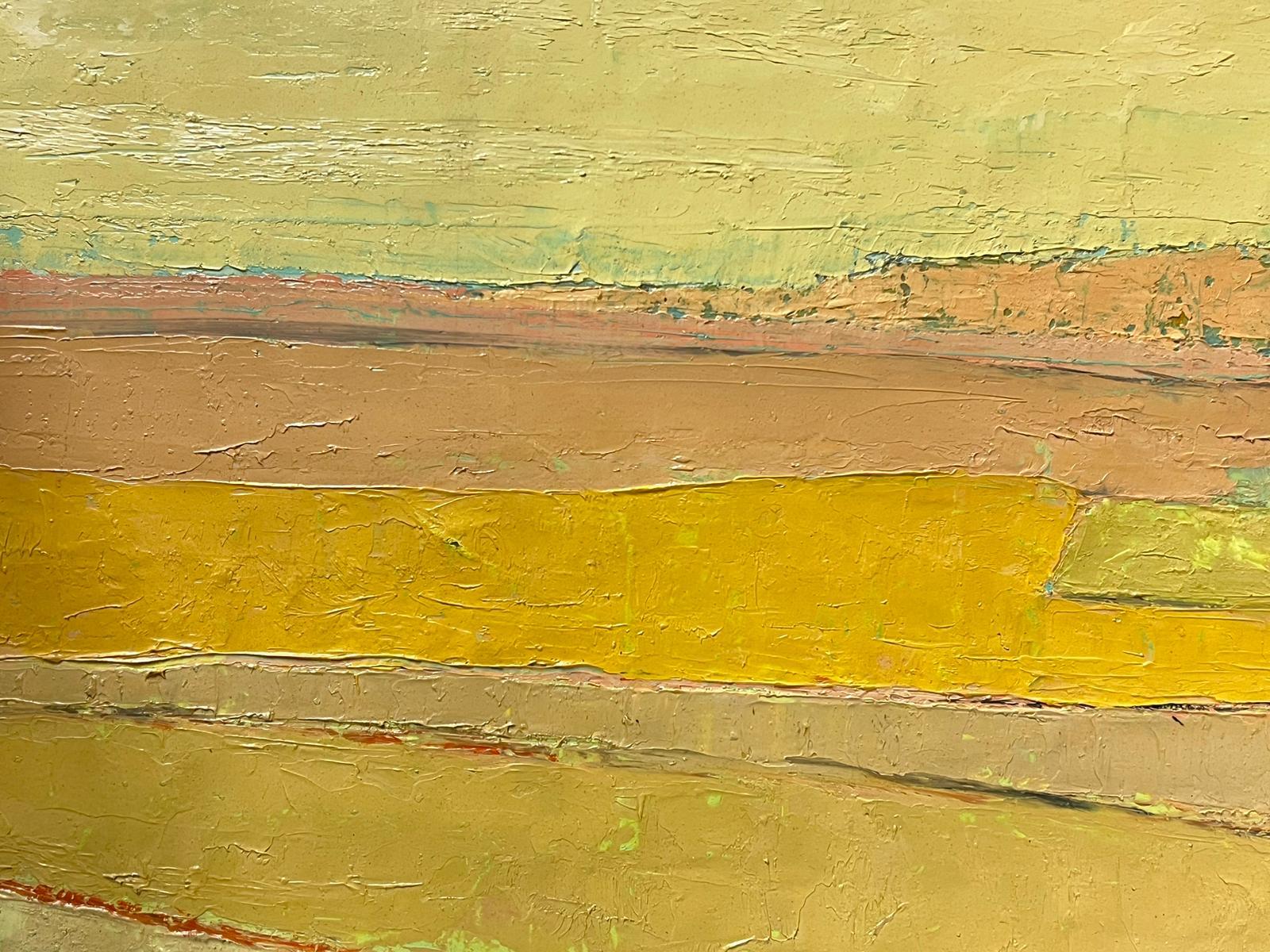 Französisch-modernistisches Ölgemälde des 20. Jahrhunderts, gelbes Landschaftsgemälde, kubistische Komposition – Painting von Lucien Gondret