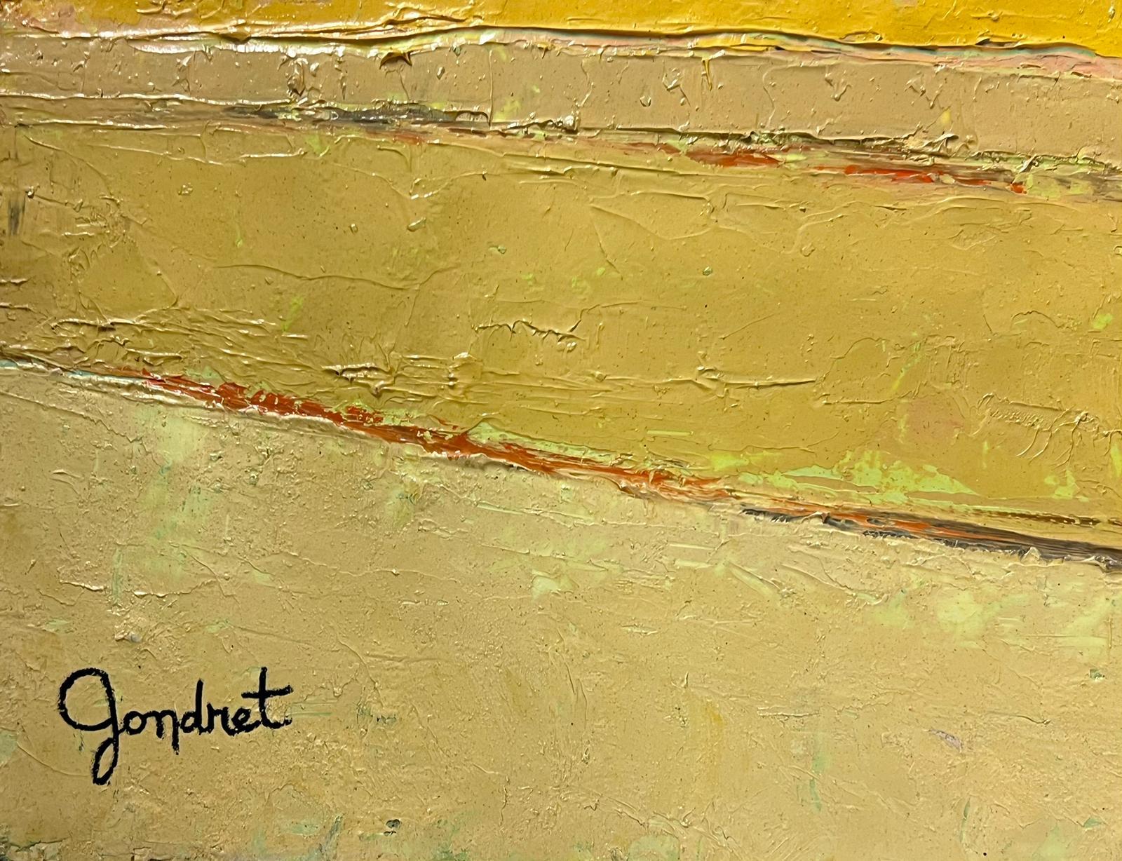 Pittura ad olio francese modernista del XX secolo Paesaggio giallo Composizione cubista - Painting Moderno di Lucien Gondret
