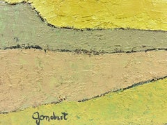 Gelb Grün Französisch Expressionist Abstrakte Ölgemälde Goldene Landschaft Felder