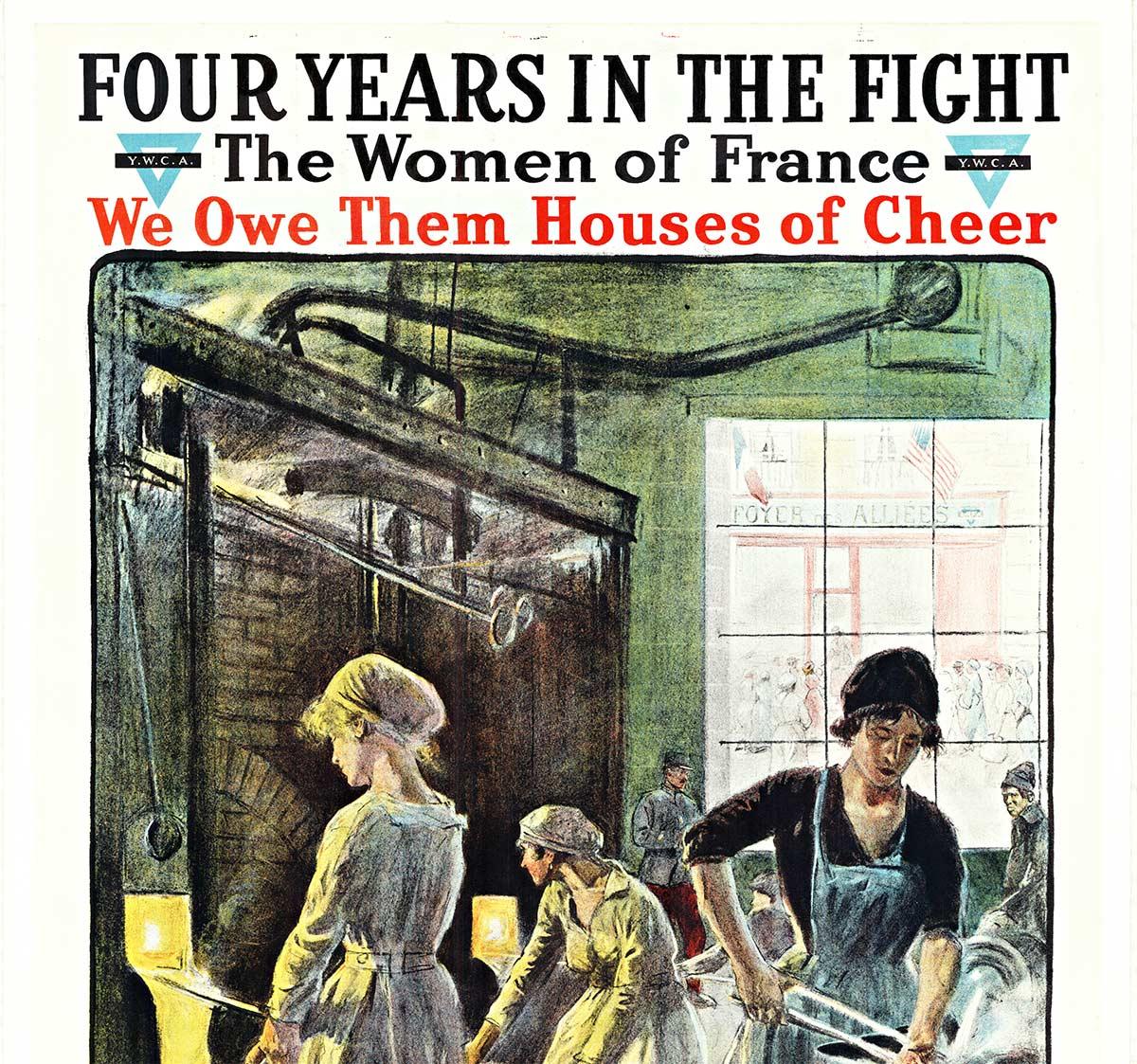 Poster originale di Four Years in the Fight, The Women of France (Quattro anni di lotta, le donne di Francia) vintage WW1 - Print di Lucien-Hector Jonas