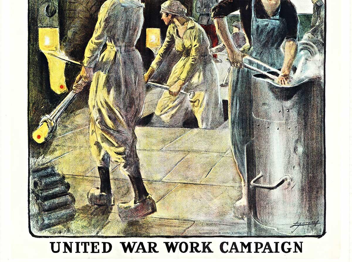 Poster originale di Four Years in the Fight, The Women of France (Quattro anni di lotta, le donne di Francia) vintage WW1 - Print Realismo americano di Lucien-Hector Jonas